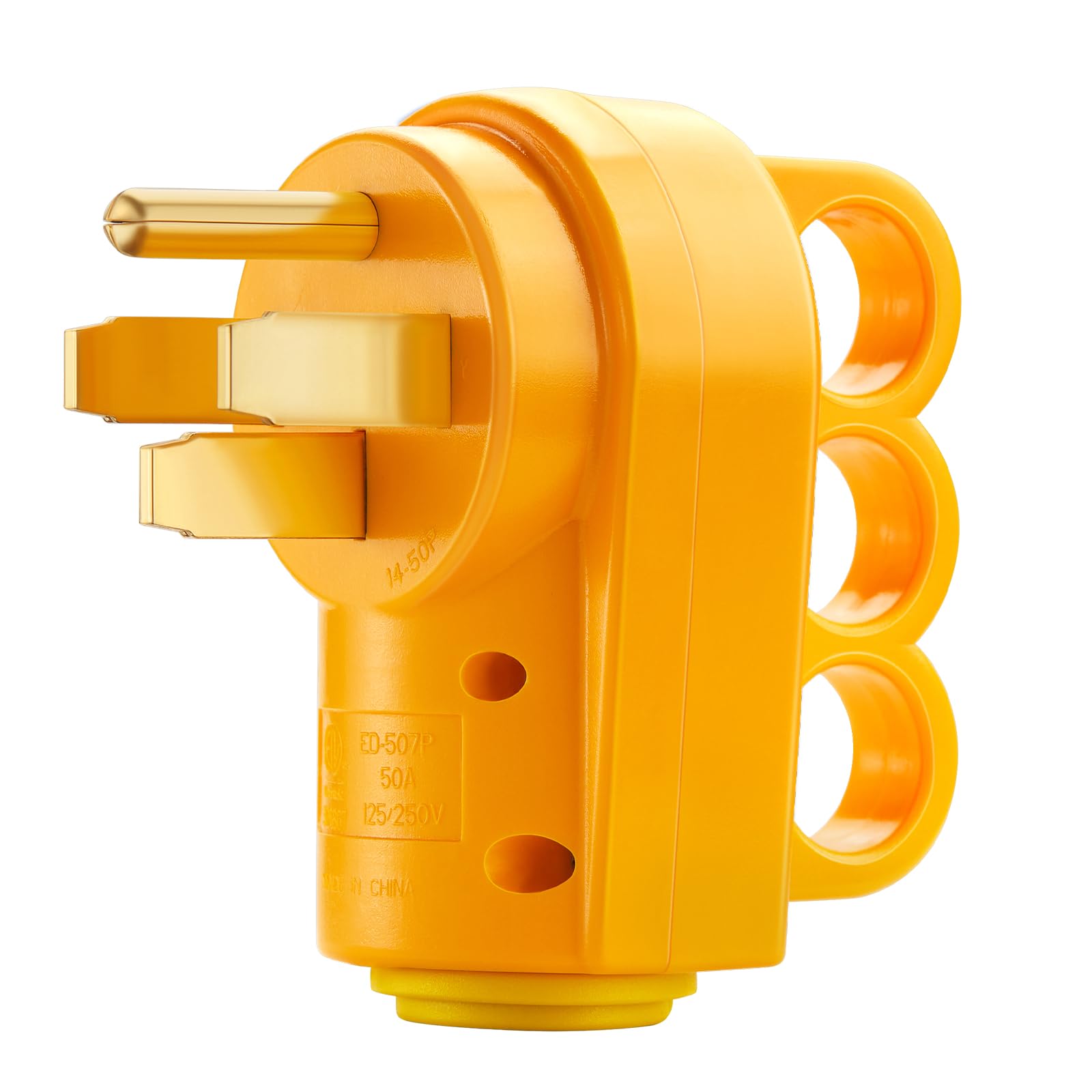 Kohree 50 Amp RV Plug Male, 125 250V RV Replacement Plug, Heavy Duty NEMA 14-50P Receptacle with Ergonomic Grip Handle for Campe