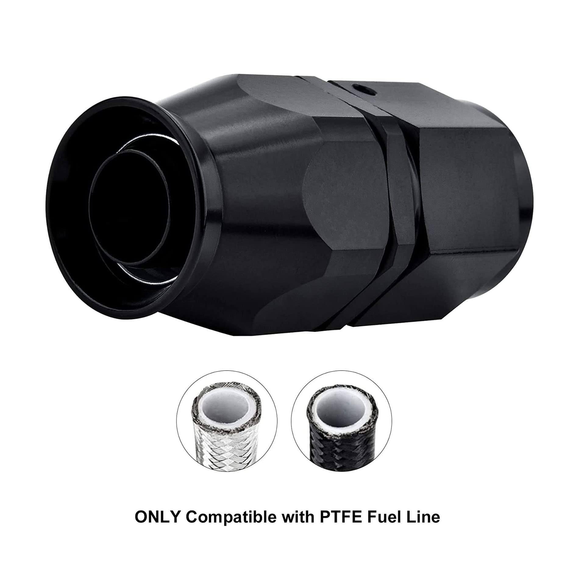 EVIL ENERGY 10AN PTFE Hose End Fitting - Straight Black, 2PCS, Compatible with PTFE Hose