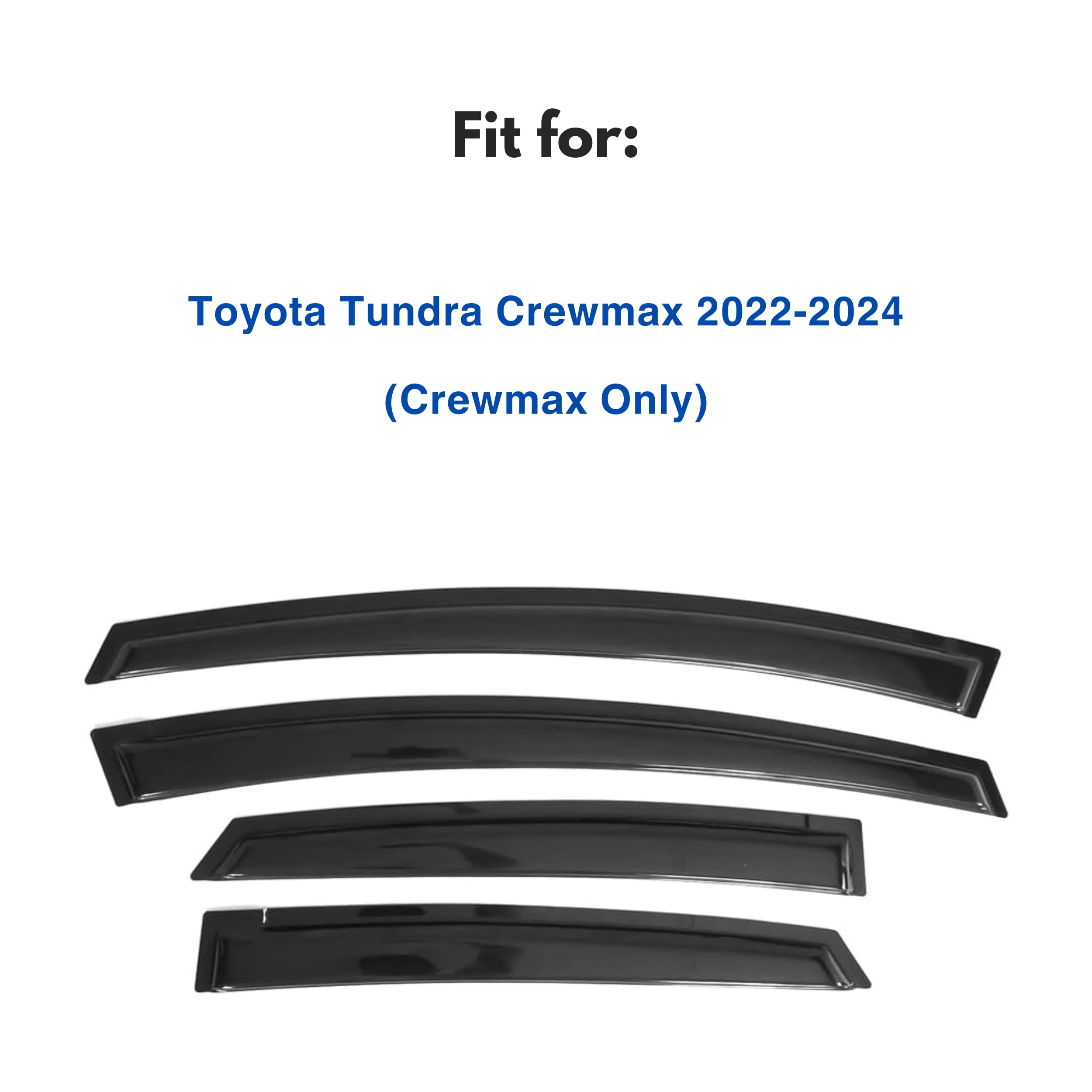 Ig Window Visor For 2022-2024 Toyota Tundra Crewmax, Rain Guard Tape-On Extra Durable Sun Wind Side Vent Window Deflector, 2022
