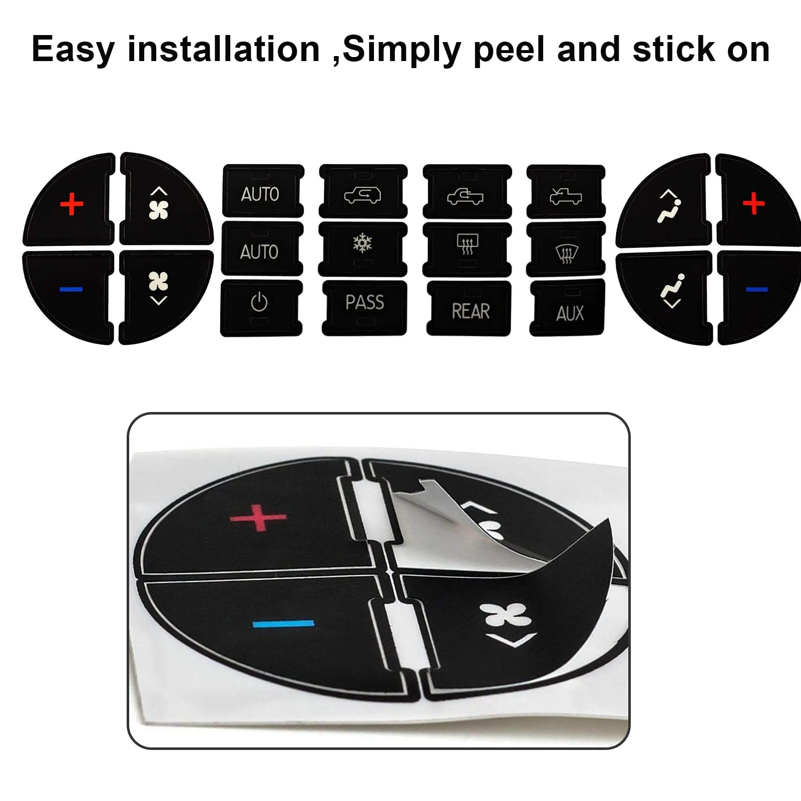 SecosAutoparts AC Button Repair Kit - Vinyl Decals & Stickers for GMC, Chevy Silverado, Buick Dash Controls