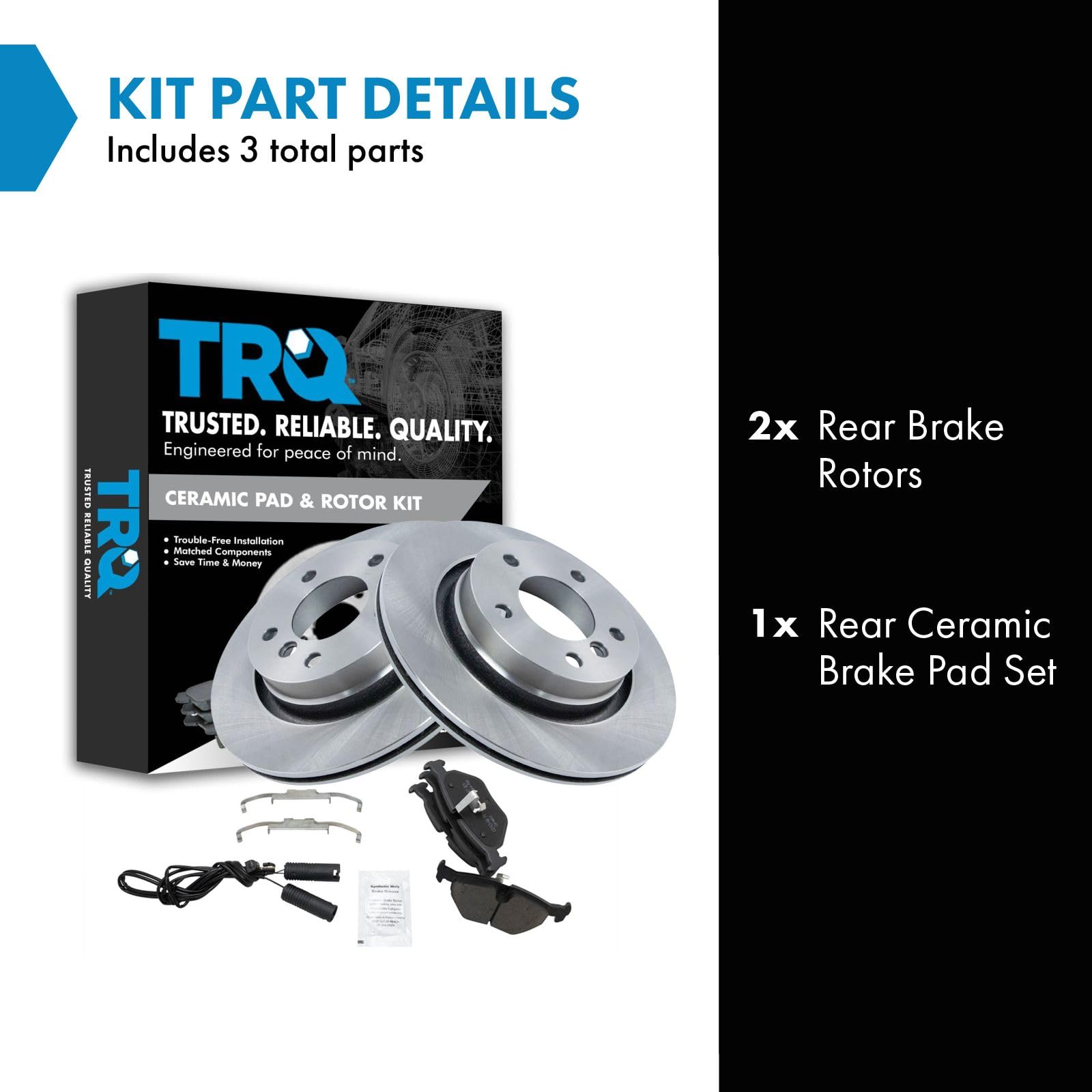 Trq Rear Brake Pad & Rotor Kit Brake Pads Brake Rotor Ceramic Compatible With 2000 Bmw 323Ci 323I 2001-2006 325Ci 2001-2005 325I