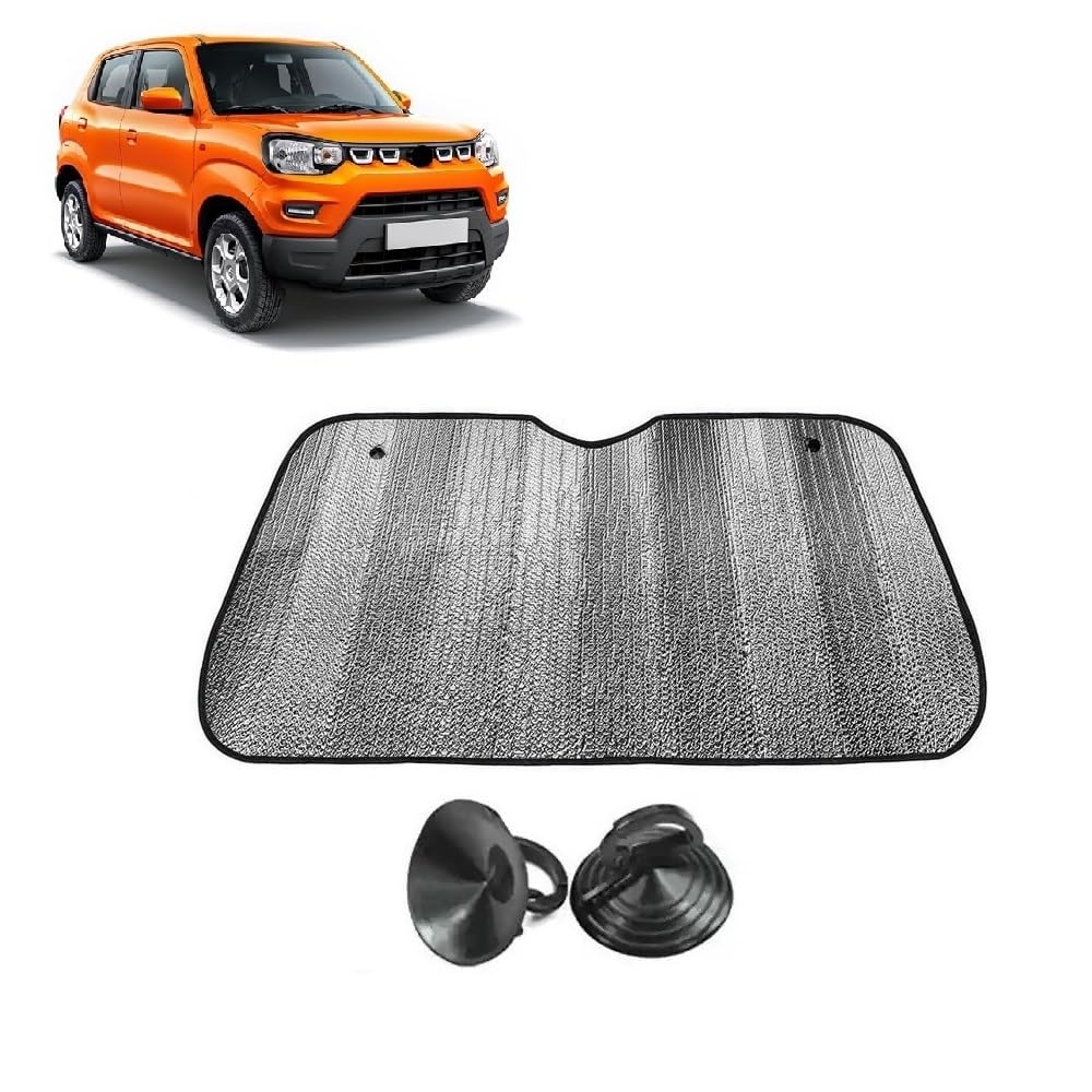 Car Windshield Sun Shade UV Rays Protector Silver Sunshade Solar Reflective suitable for Maruti Suzuki Spresso