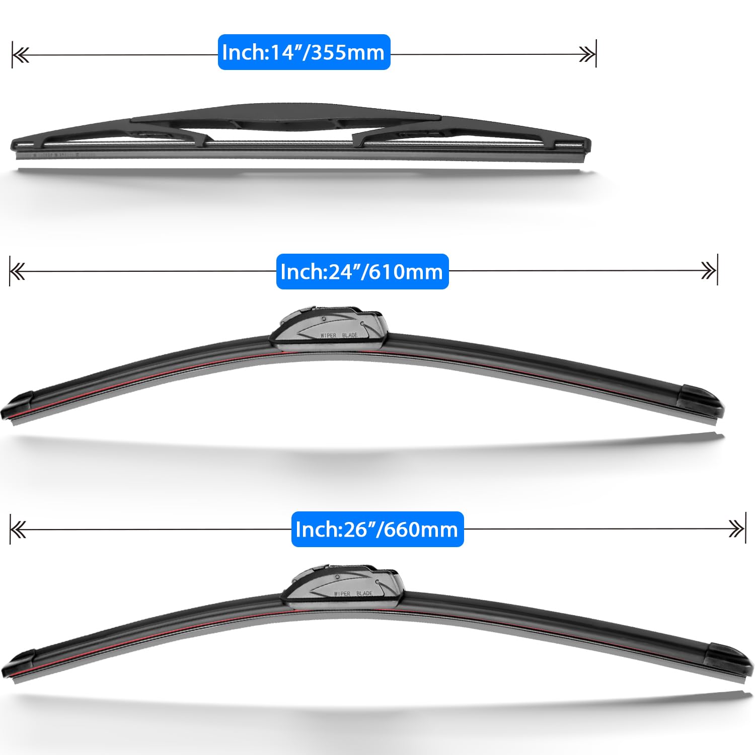Raintok Windshield Wiper Blade Set Replacement For 2016-2022 Honda Pilot And Rear Windshield Wiper Blade-26''/24''/14'' (Set Of