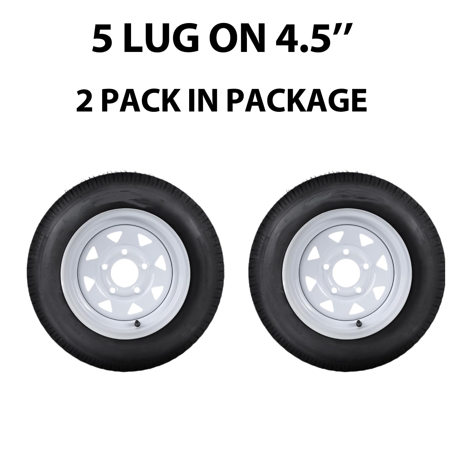MERXENG Set of 2 Trailer Tires 4.80-12 with 12" Rims, 5 Lug on 4.5", Load Range C 6PR, Model 112
