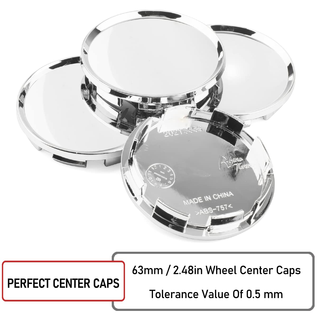 RTRHINOTUNING 63mm Wheel Center Caps for Dodge Dakota/Ram 1500/Durango, Chrome, ABS Material, 4 Pack