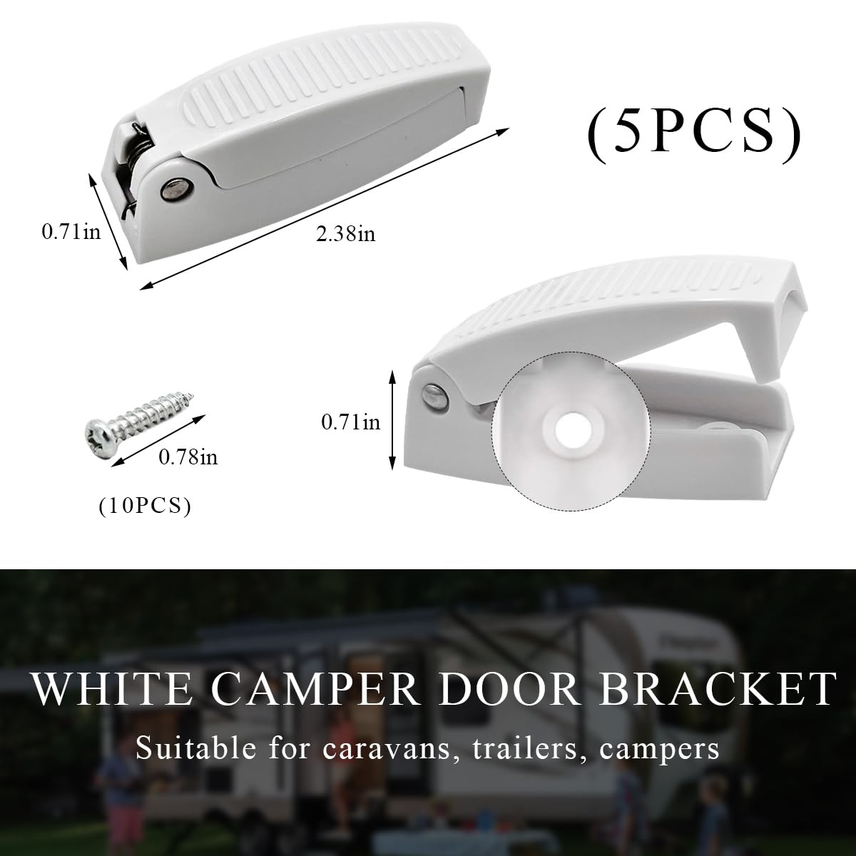 Yourkar 5 PCS RV Door Holder, UV-Protective & Durable ABS Plastic Baggage Trailer Door Open Clips, Rounded RV Van Camper Compart