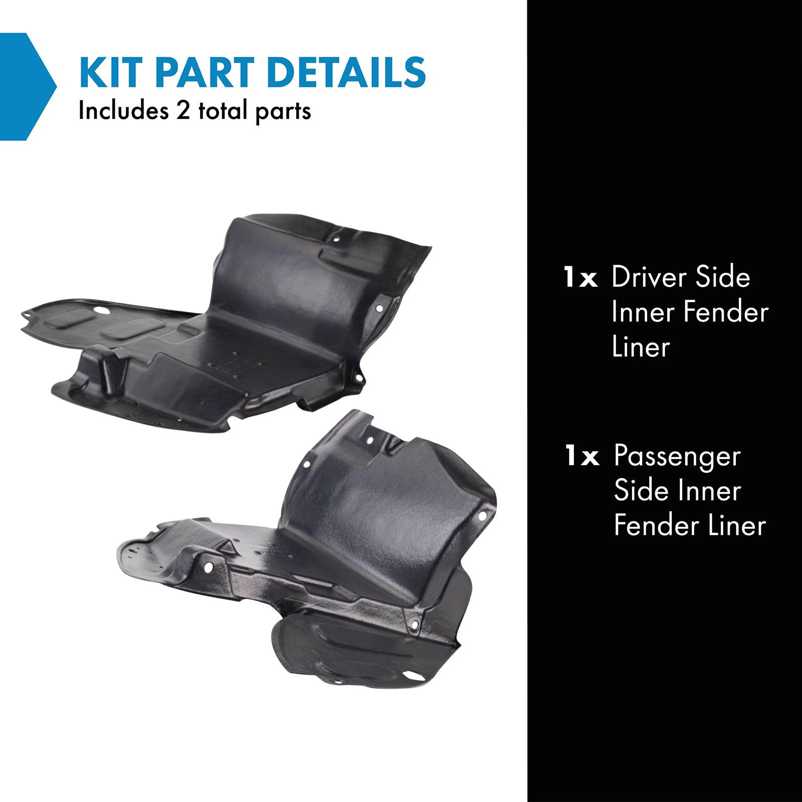 Trq Inner Fender Liner Set Compatible With 1993-2001 Subaru Impreza Su1248102 Su1249102