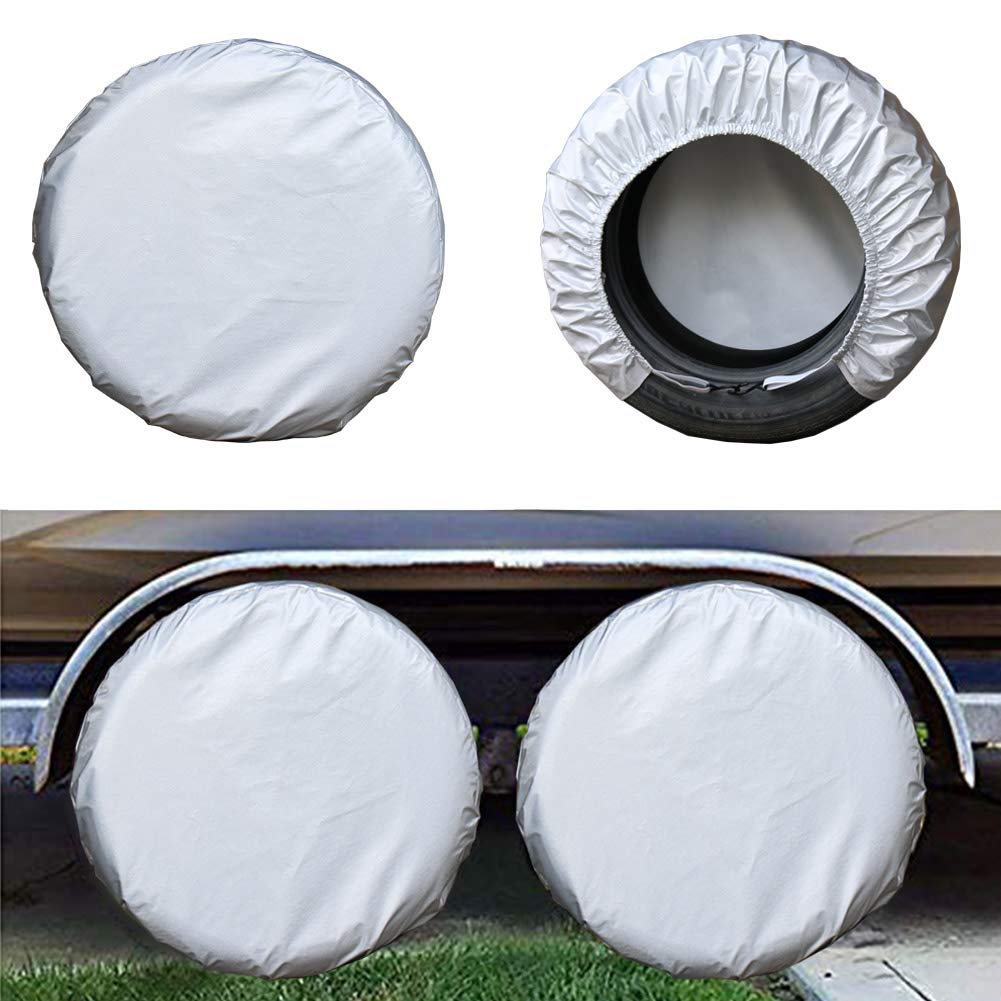 Kayme Rv Tire Covers Set Of 4, Travel Trailer Camper Truck Suv Motorhome Waterproof Wheel Cover, Sun Rain Snow Protector, Fit 30