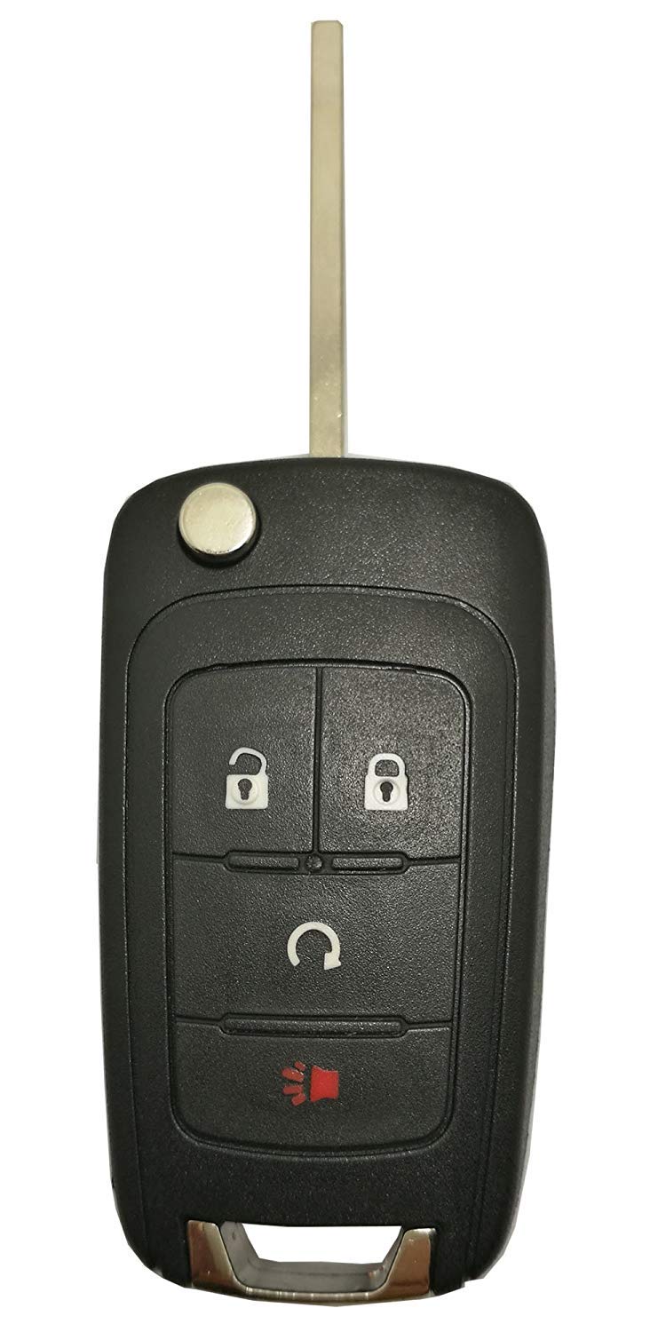Arruweer Key Fob Case Shell for GMC Chevrolet Equinox Sonic Trax Terrain - 4 Buttons Replacement Cover with Uncut Blade Blank