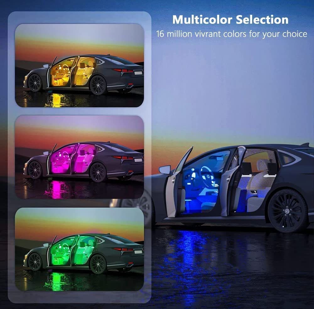 Car Led Strip Light, Ej'S Super Car 4Pcs 36 Led Multi-Color Car Interior Lights Under Dash Lighting Waterproof Kit With Multi-Mo