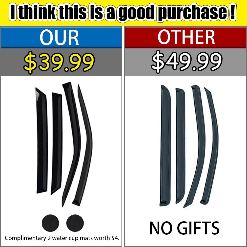 Rain Guards For Hyundai Elantra 2017-2020, Tape-On Side Window Deflectors For Hyundai Elantra, Window Visors For Hyundai Cars,Fo