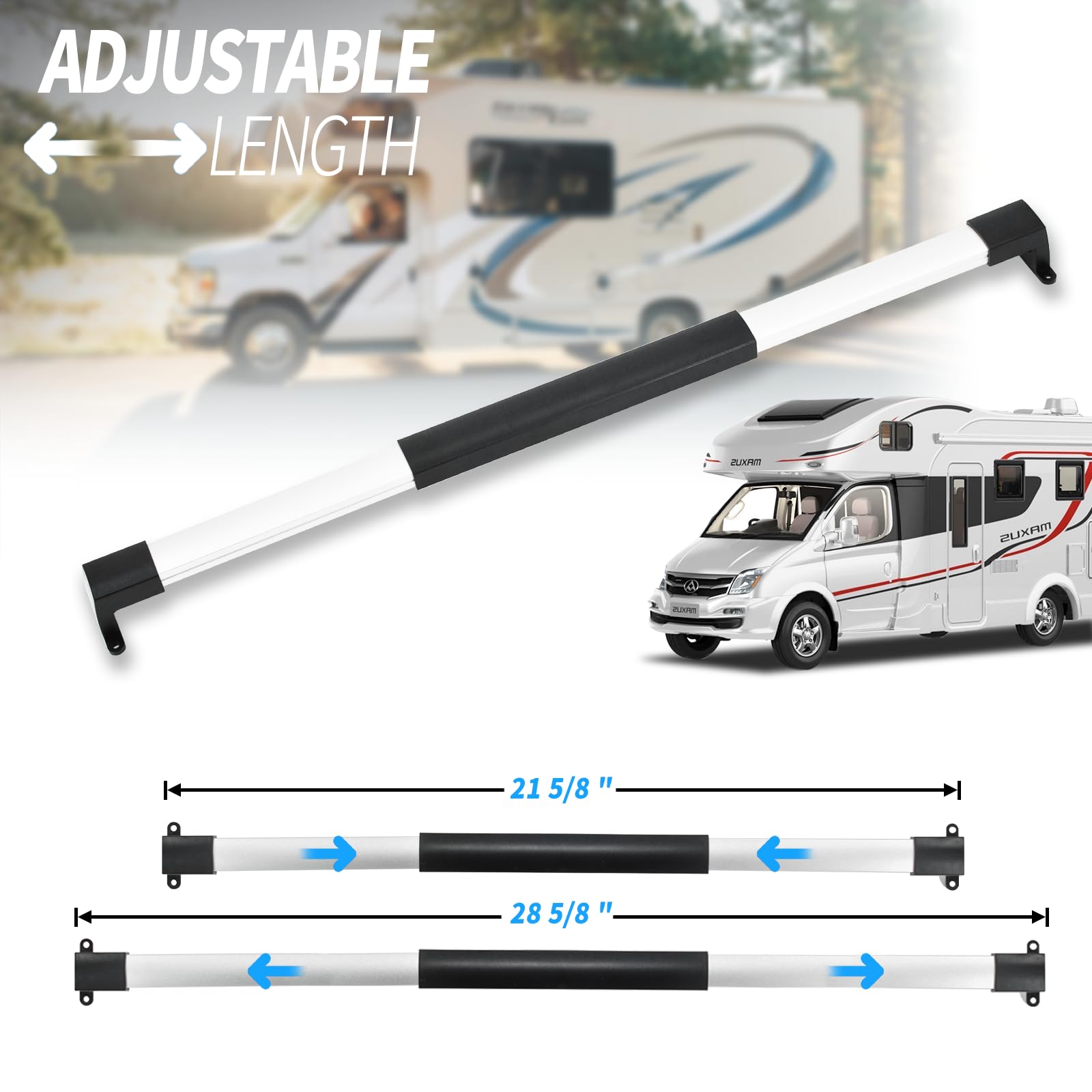 Gekufa RV Screen Door Cross Bar Handle for Motorhome Camper Trailer,Adjustable from 21-5/8    to 28-5/8   ,with Non-Slip Grip Ea
