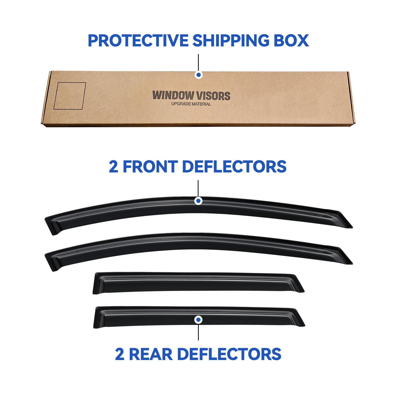 YQAUTEC Window Visors Rain Guards for 2009-2013 Nissan Rogue, Smoked Acrylic, Model YD-189, Out-Channel Vent Deflectors