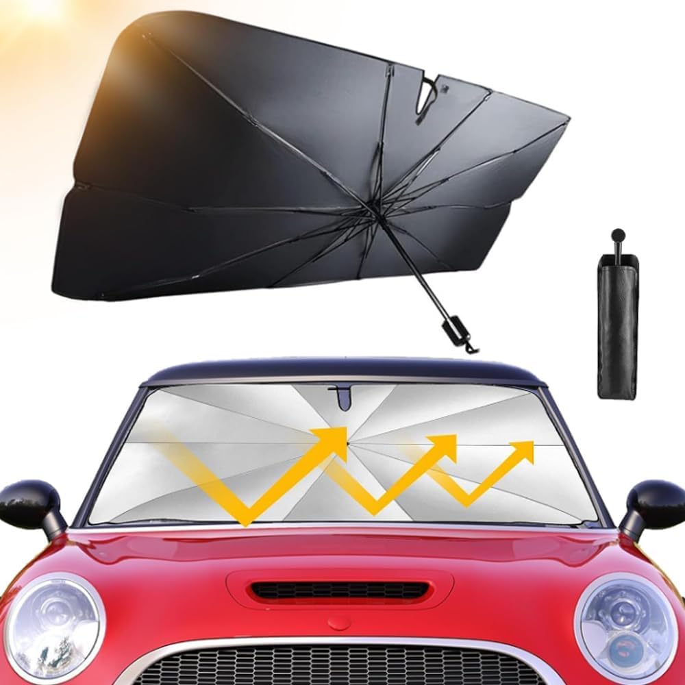Zorzel Car Windshield Sun Shade Umbrella, Foldable Sunshades Umbrella to Block UV Rays, 360 Rotation Bendable Handle Sun Visor P