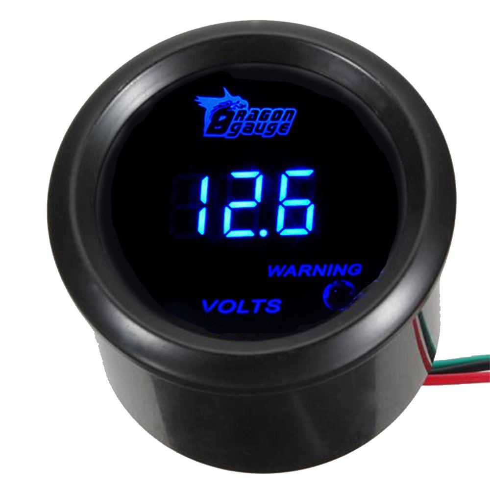 Esupport Car 2'' 52Mm Digital Volt Voltage Gauge Blue Led