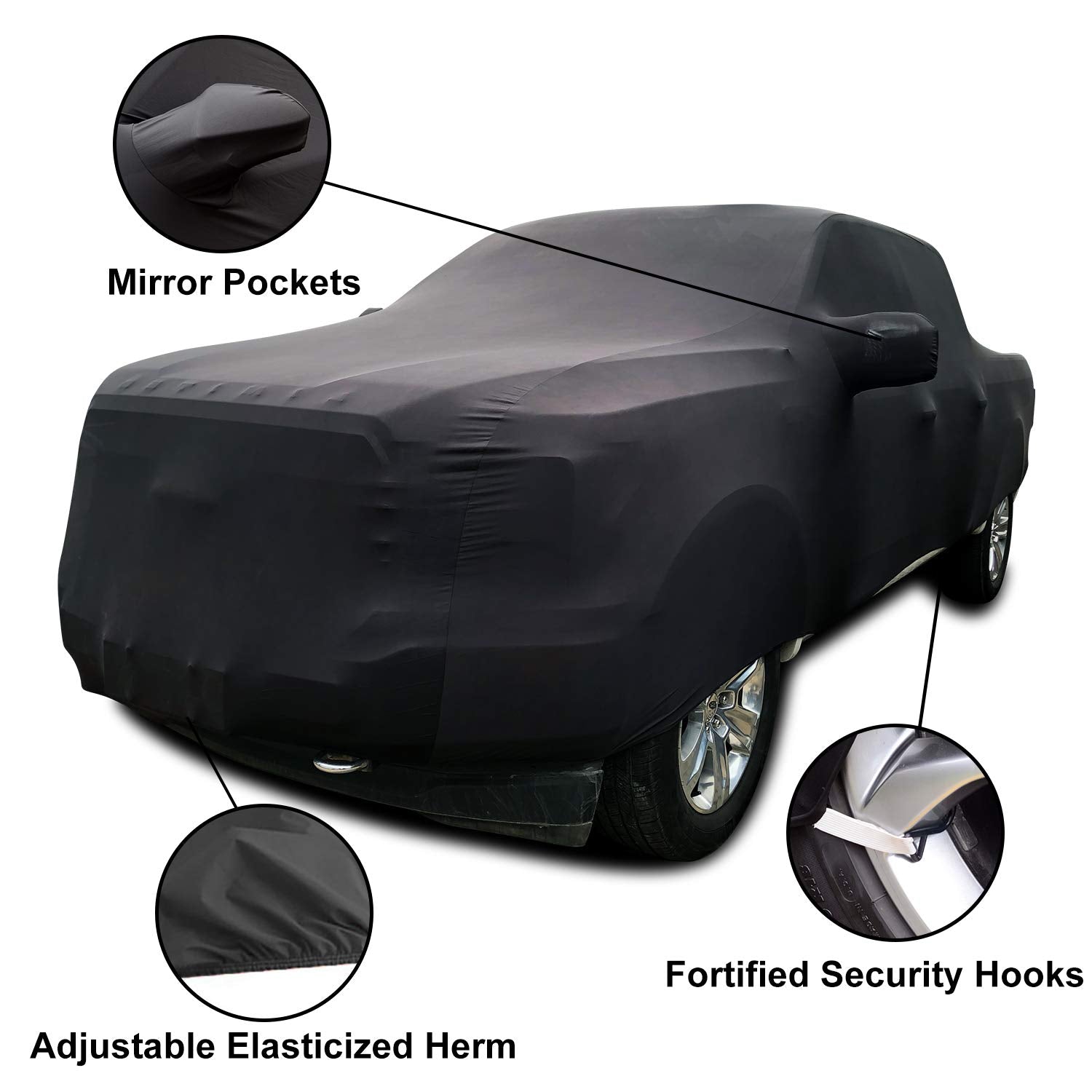Winpower Indoor Car Cover Velvet Stretch Cloth Dust-Proof Underground Garage Car Show For Pickup Truck, Large Suv, Black, 232 X