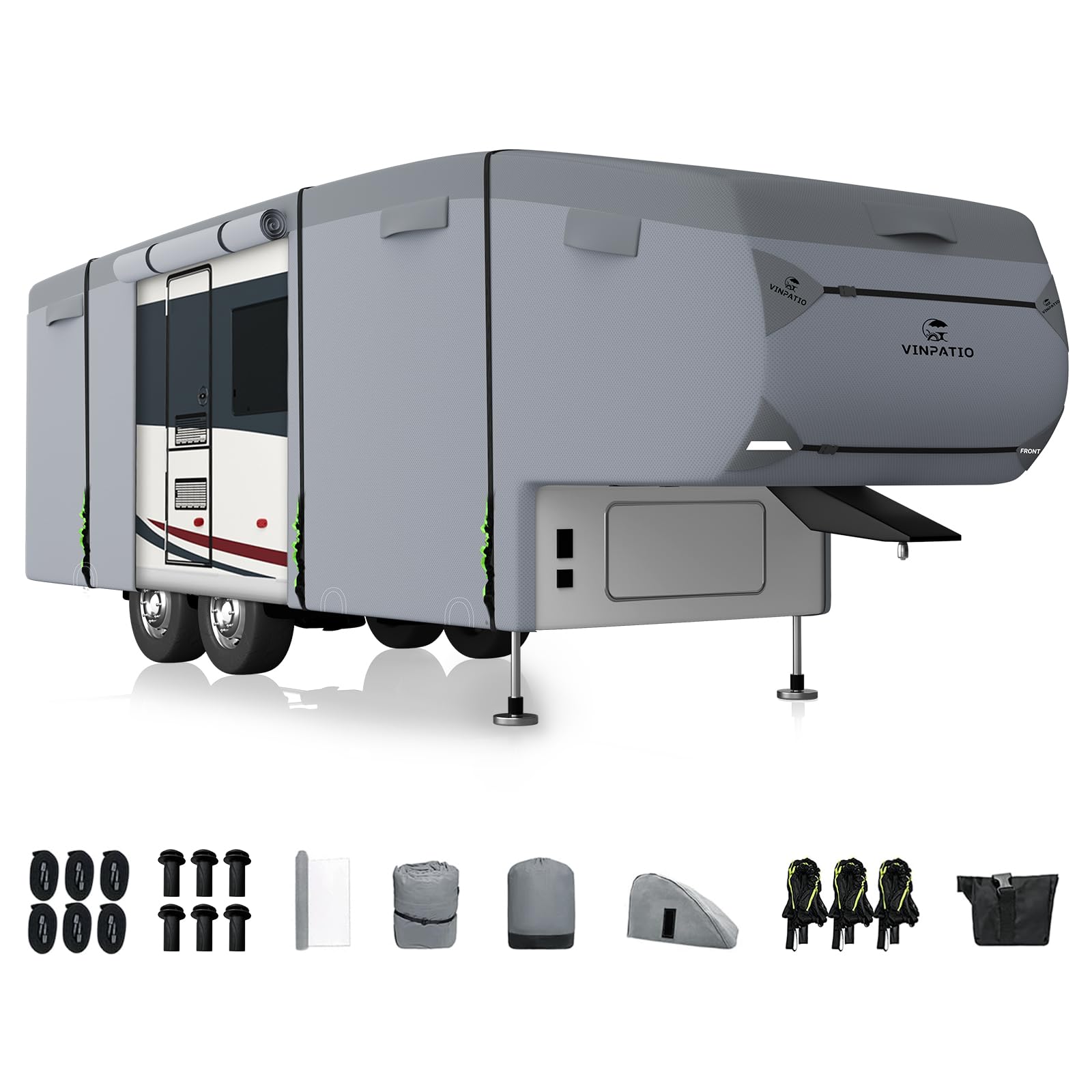 5Th Wheel Cover Extra-Thick 7 Layers Top, Fits 28'-31' Rv, Heavy Duty Anti-Uv Waterproof Windproof 5Th Wheel Rv Cover, With 3 Pc