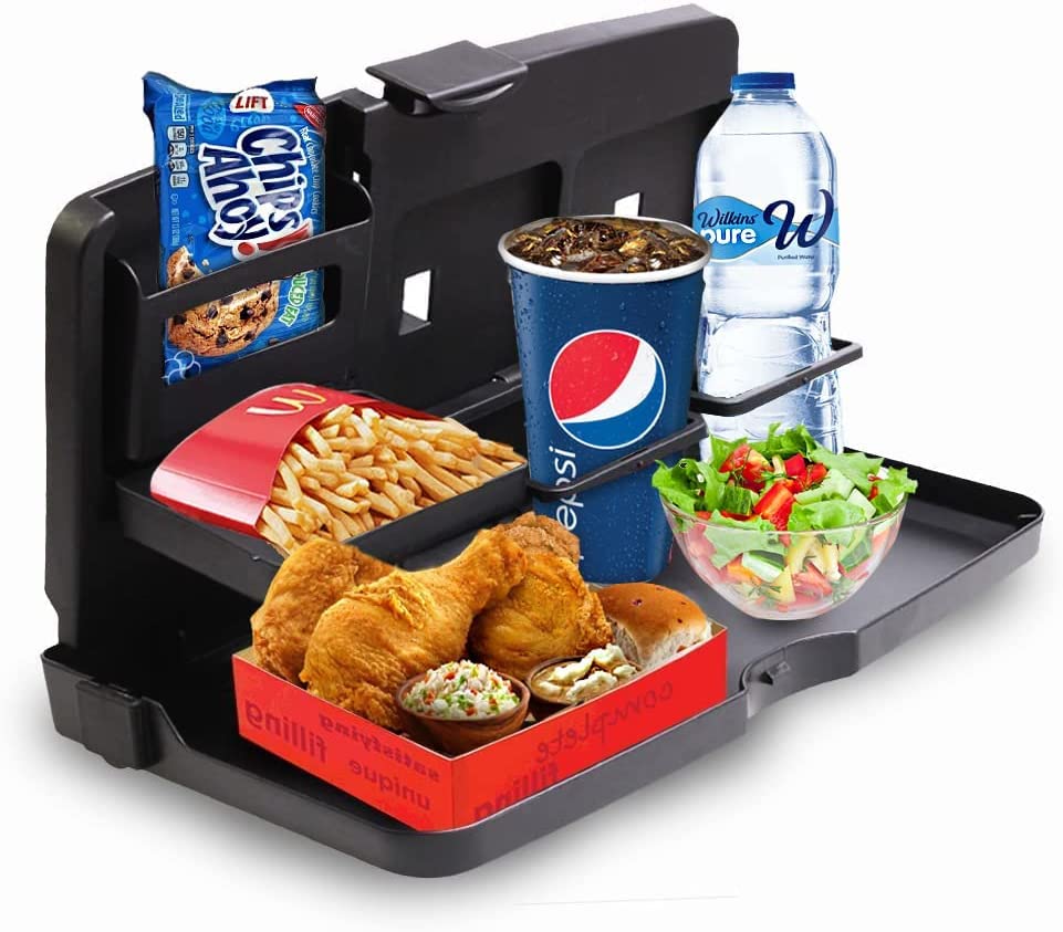 Crobat Foldable Car Beverage Food Rack Tray Folding Car Meal Holder Stand Shelf Hanging Dining Table