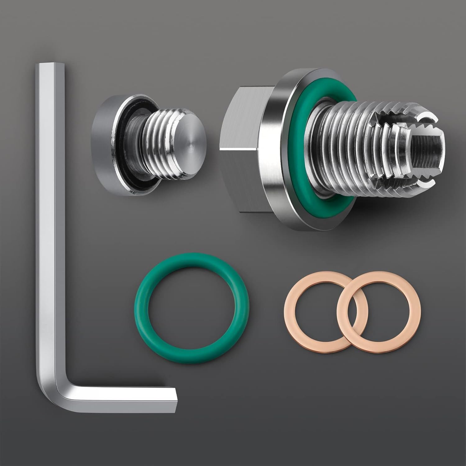 DEEFILL Double Oversize Oil Drain Plug Repair Kit, 1/2-20 x 15mm, Stainless Steel, Silver, Model DFL-071