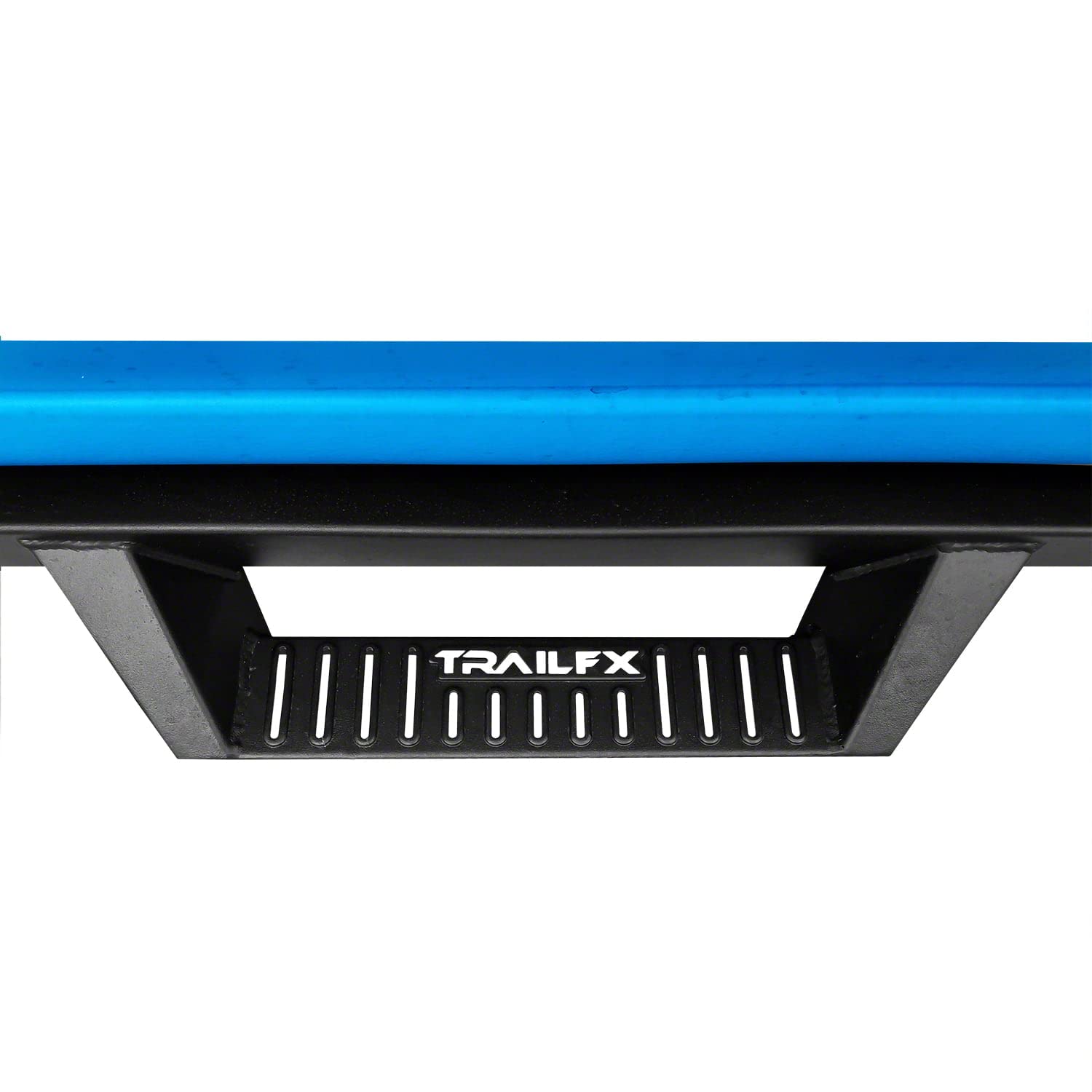 TrailFX Drop Hoop Nerf Bars with Drop Down Steps for Chevrolet Silverado 1500 Crew Cab 2014-2018 Matte Black Powder Coated Steel