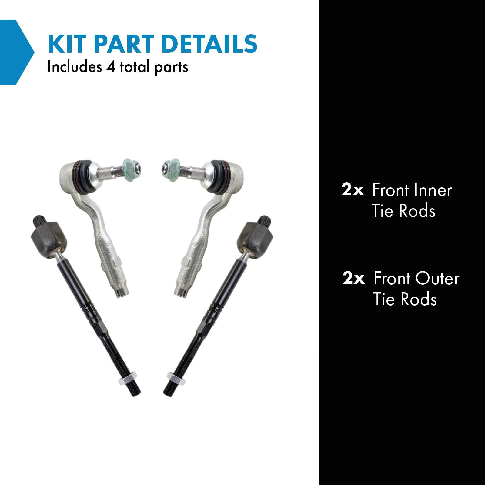 Trq 4Pc Inner & Outer Steering Tie Rod End Set For Bmw 528 535 550 640 650 740