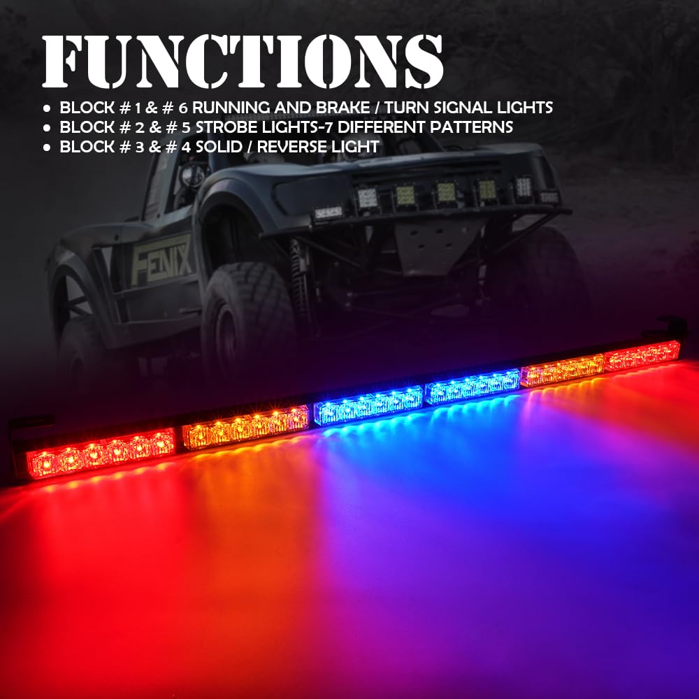 Xprite 36" Rear LED Chase Light Bar with Strobe Brake & Reverse Light - G2-RYBBYR for Jeeps, UTVs, ATVs, and Offroad Vehicles