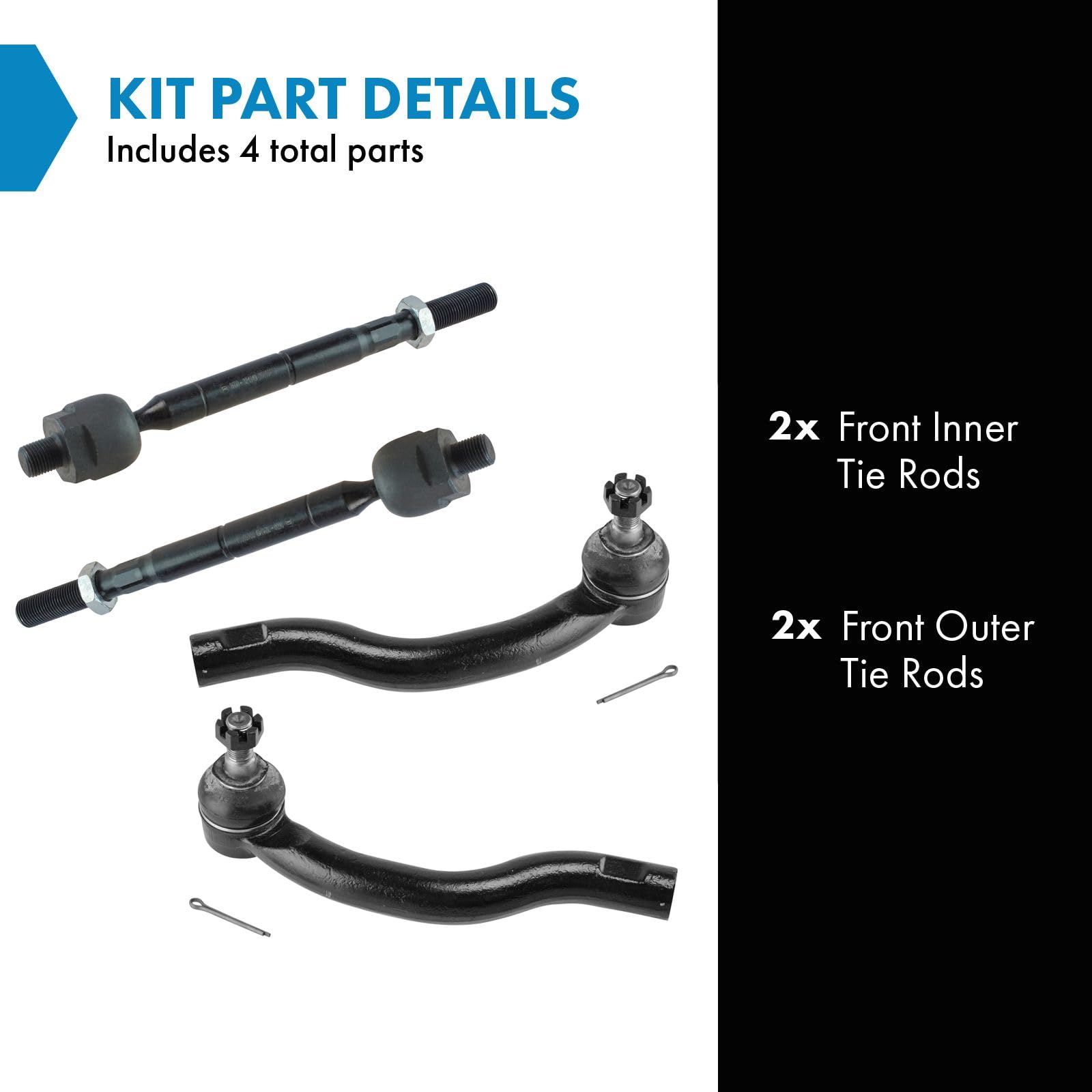 Trq Front Tie Rod Set Compatible With 2008-2013 Nissan Rogue 2014-2015 Rogue Select