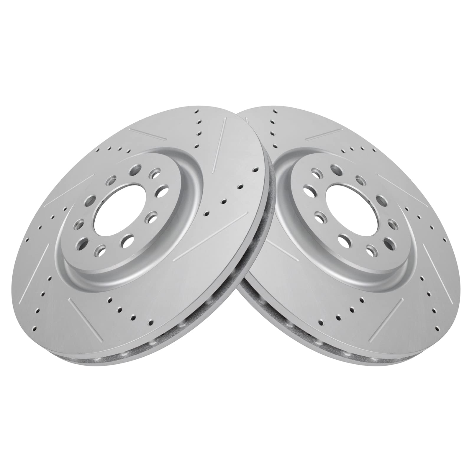 Trq Front Performance Brake Rotors Set Premium G-Coated Cross Drilled & Slotted Compatible With 2015-2017 Chrysler 200 2014-2023