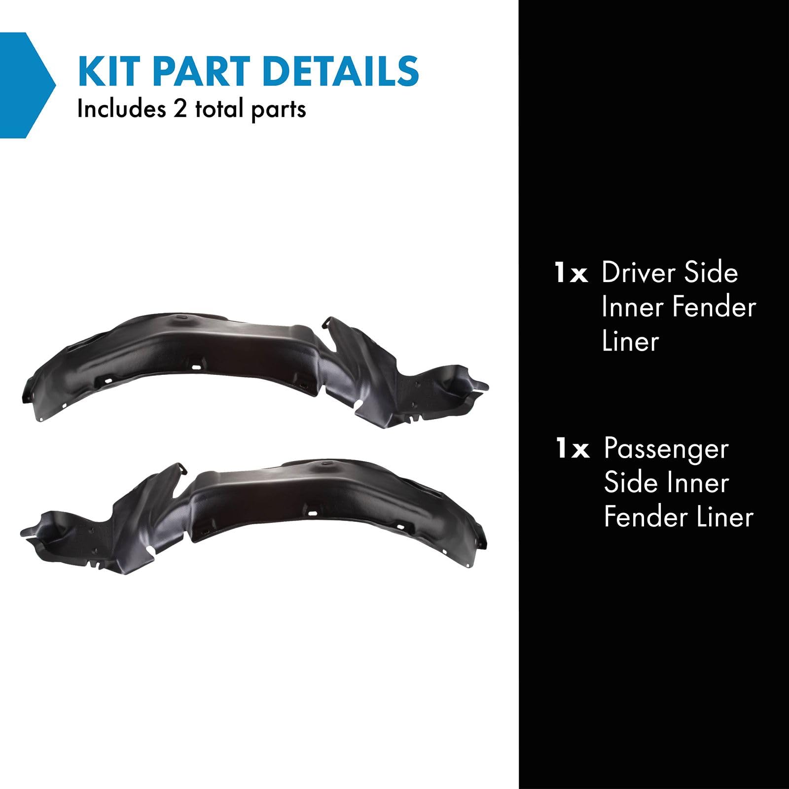 Trq Inner Fender Liner Set Compatible With 1988-1991 Honda Civic Ho1248108 Ho1249108