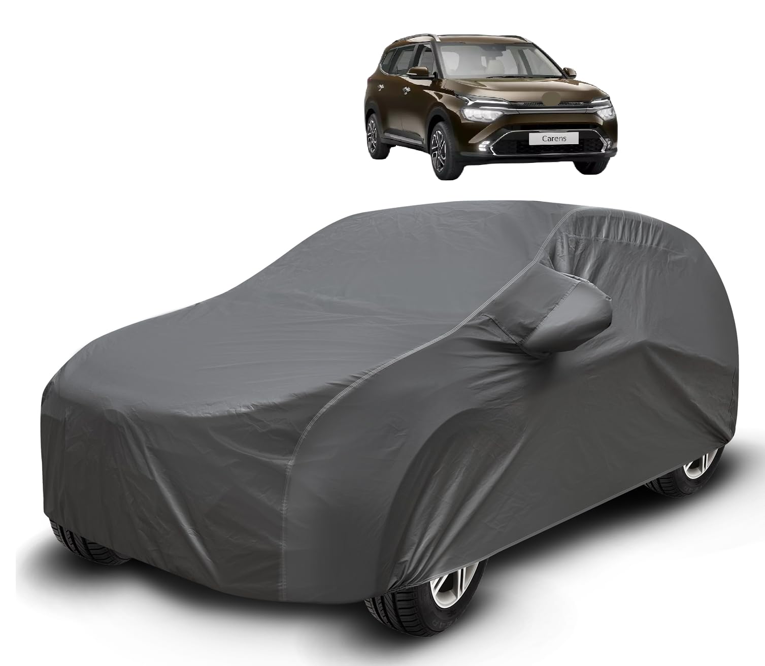 Auto Hub Waterproof Car Cover Compatible with Kia Carens with Mirror Pockets, Soft Cotton Lining, Carens Car Cover Waterproof, G