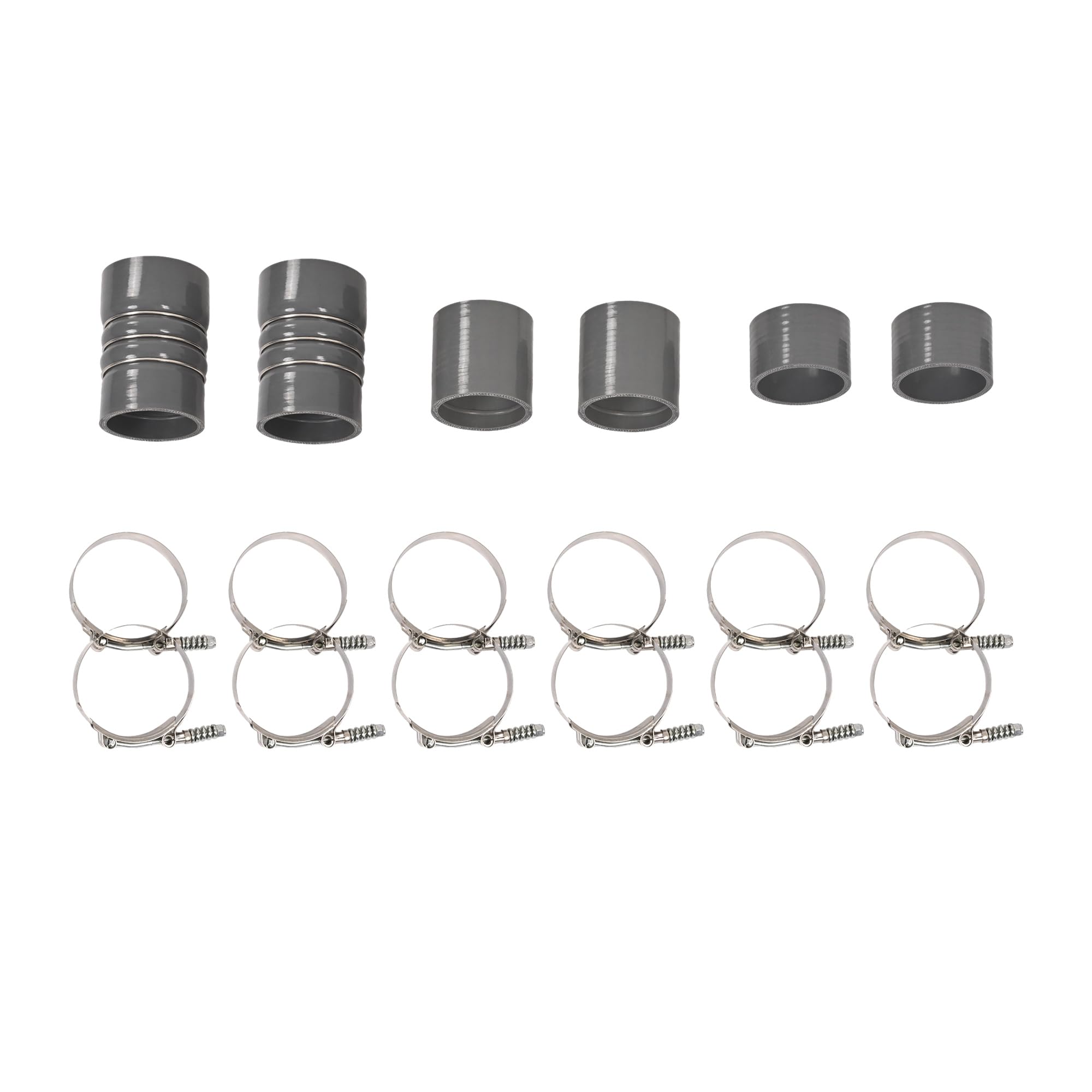 KUAFU 3'' Intercooler Pipe & Boot Kit Compatible with 1999.5-2003 Ford 7.3L Powerstroke Turbo Diesel Polished Silvery Gray