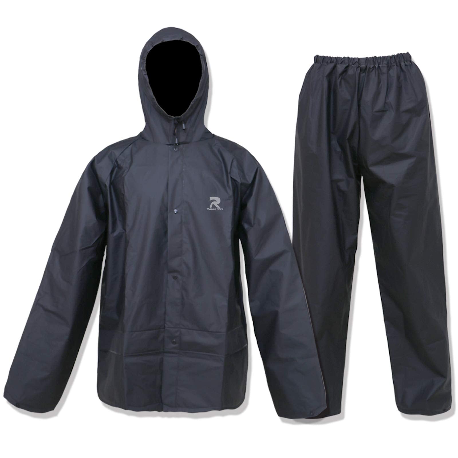 Ultra-Lite Rain Suit For Men Women Waterproof Protective Rain Coat With Pants 2 Pieces Rain Gear(Black,L)