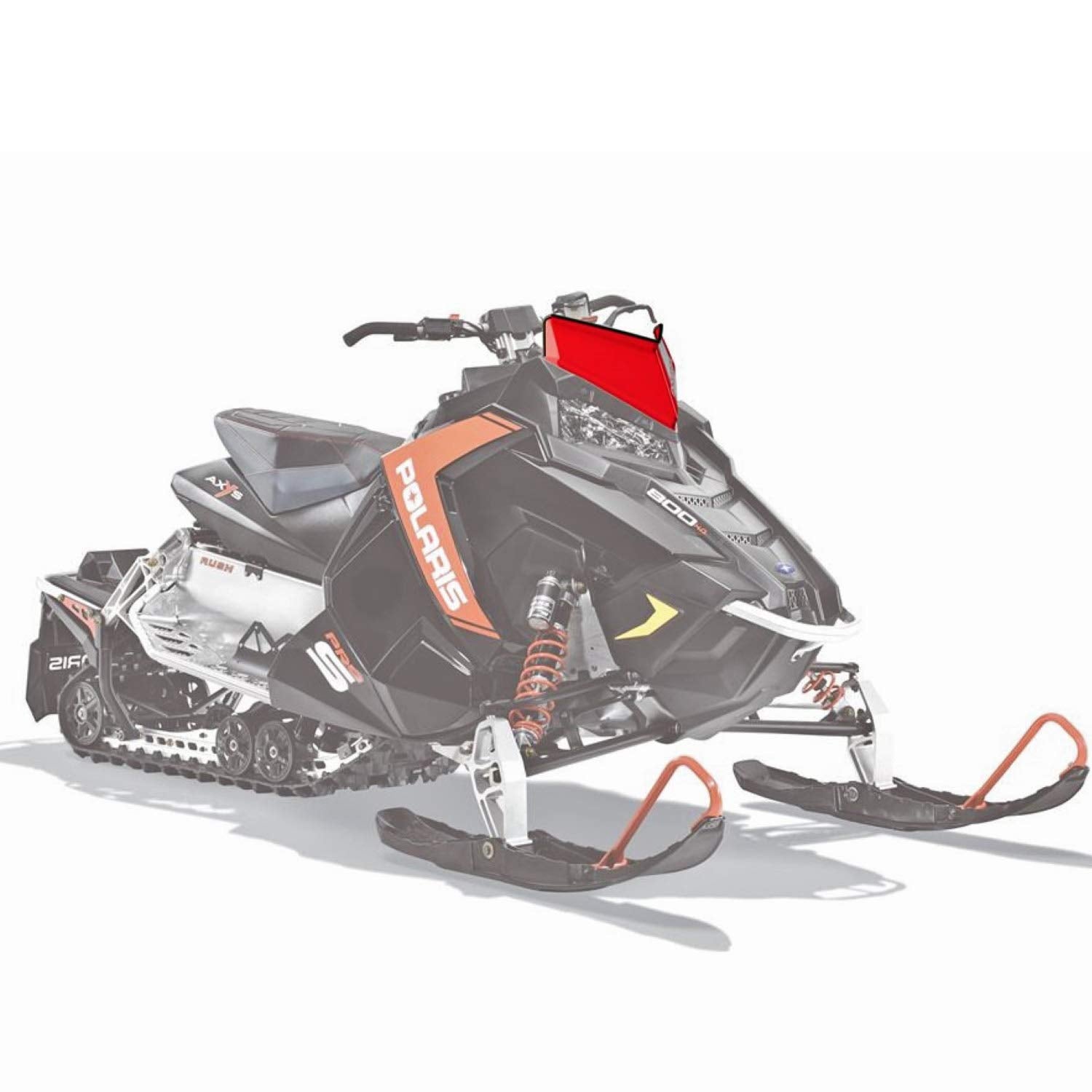 Polaris Low Windshield for Snowmobiles, Polycarbonate, Red, OEM Striped Logo, Model 2880387
