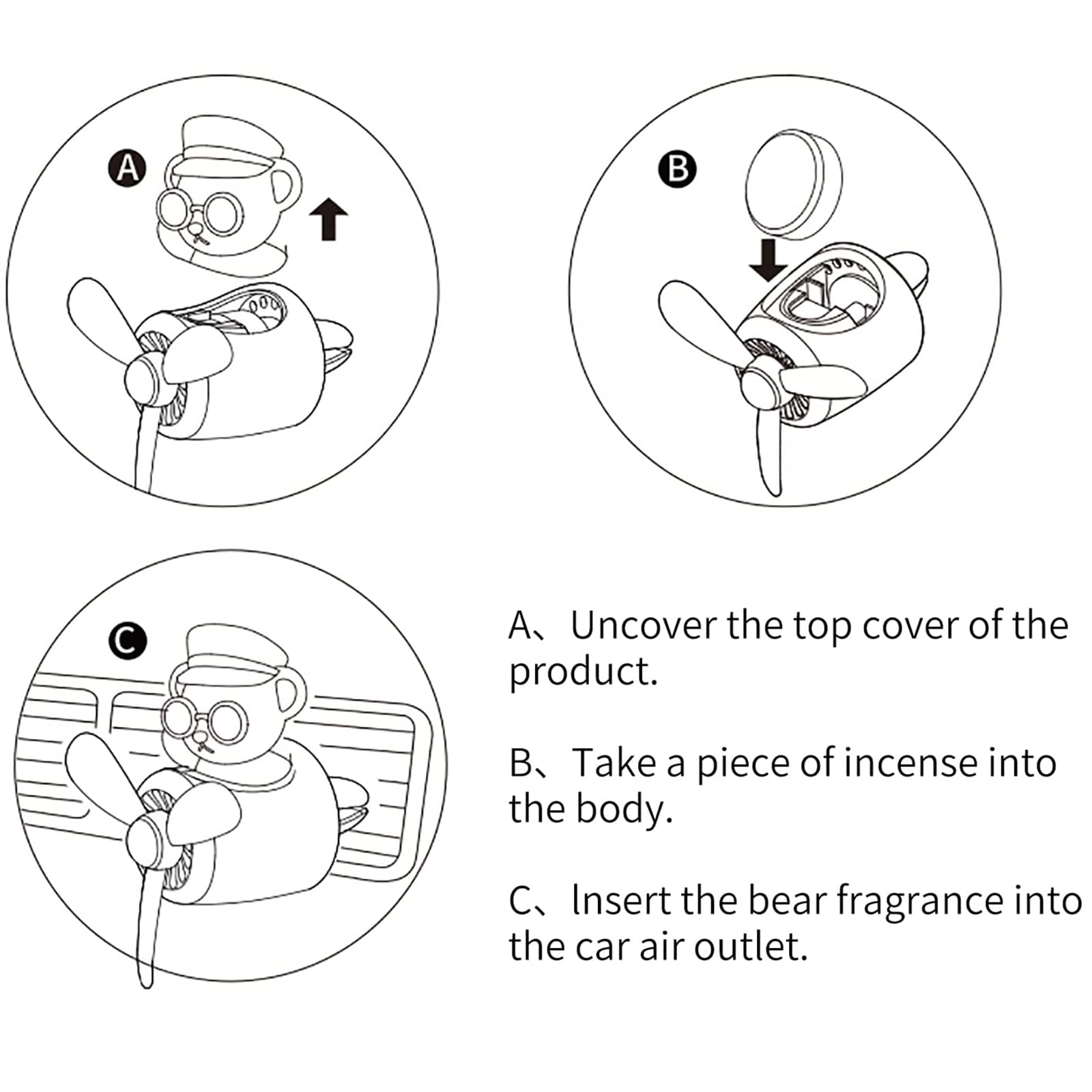 Cacacece Car Air Fresheners Cartoon Teddy Bear Pilot Automotive Air Outlet Creative Car Perfume Diffuser