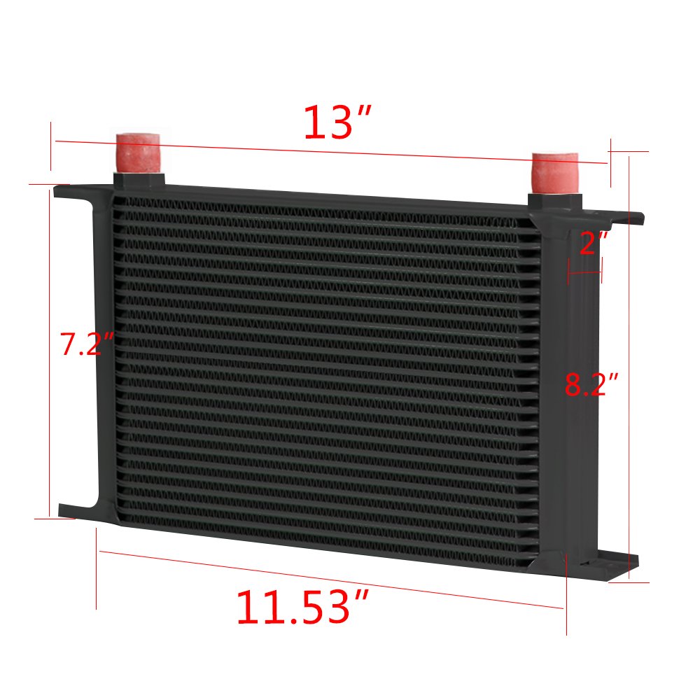 G-PLUS AN10-10AN Aluminum Engine Transmission Oil Cooler Kit, Flat Angle Style, Black
