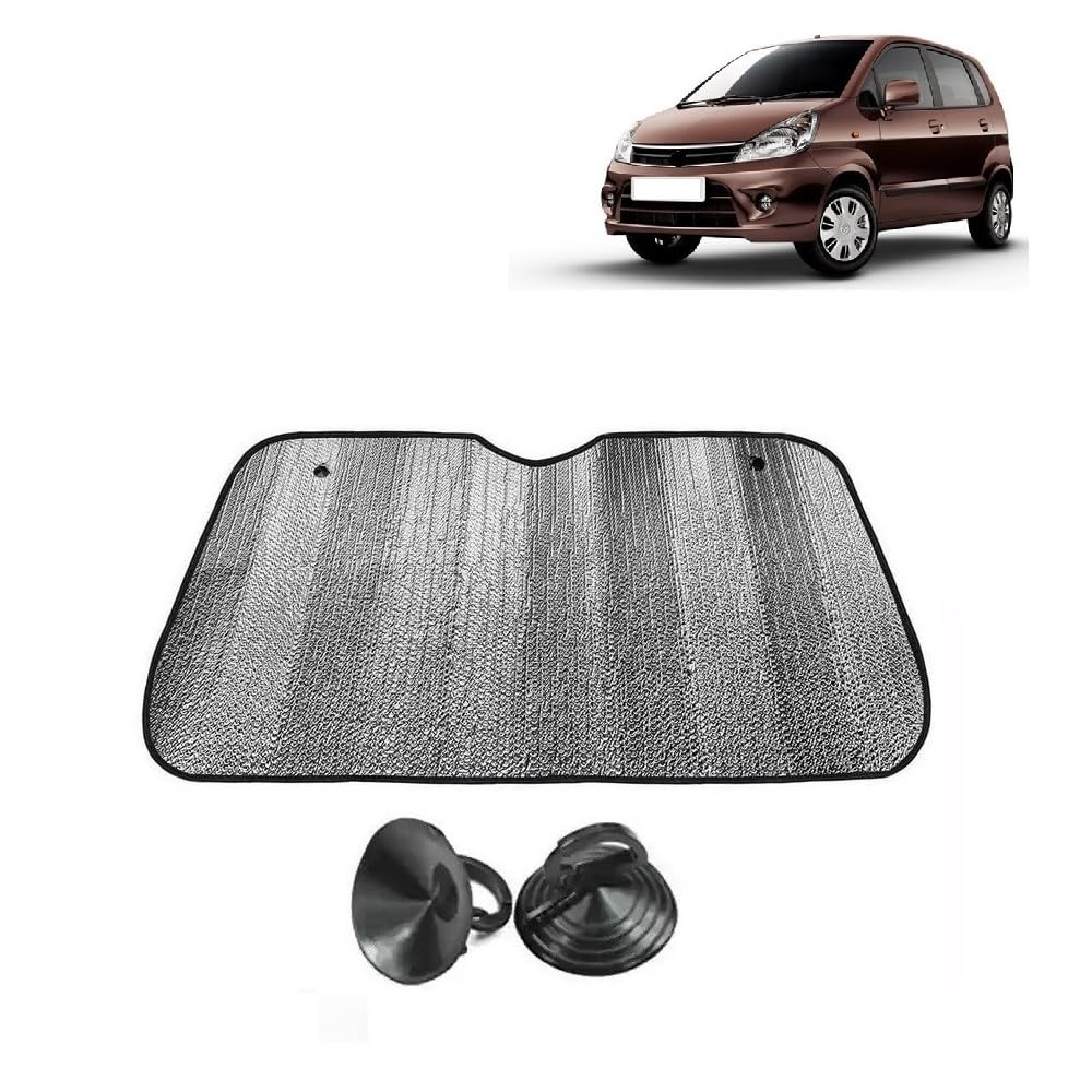Car Windshield Sun Shade UV Rays Protector Silver Sunshade Solar Reflective suitable for Maruti Suzuki Zen Estilo