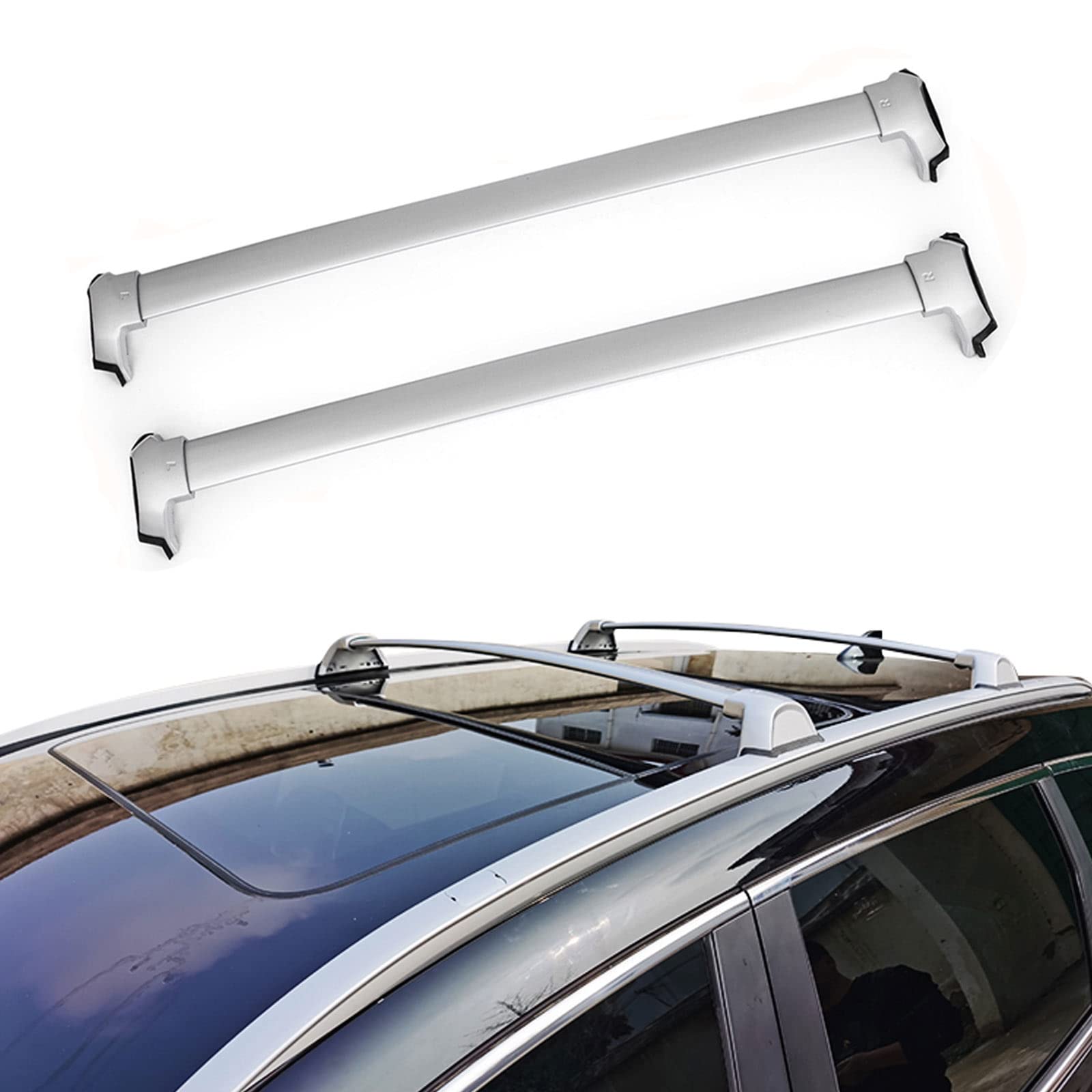 ANTS PART for 2017-2022 Honda CR-V CRV Roof Rack Cross Bars Top Rail Luggage Carrier Pair Set Silver(Need Factory Side Rails)