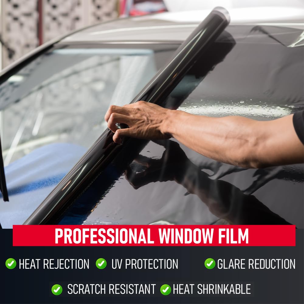 HIDNY Universal Black Window Tint Film 20% VLT 20"x100' - Privacy, UV/IR Protection, Adhesive, Model UB-05203550