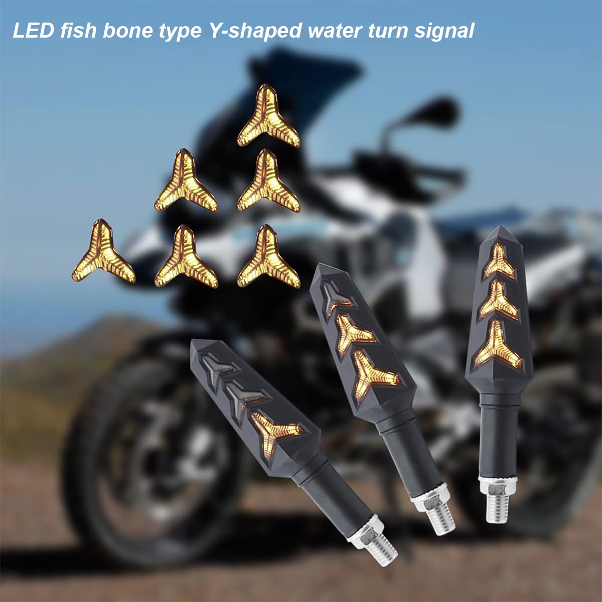 4PCS Motorcycle Indicator Lights, 12V Super Bright Flowing Turn Signal Brake Daytime Running Light, Universal for Motorbike Scoo