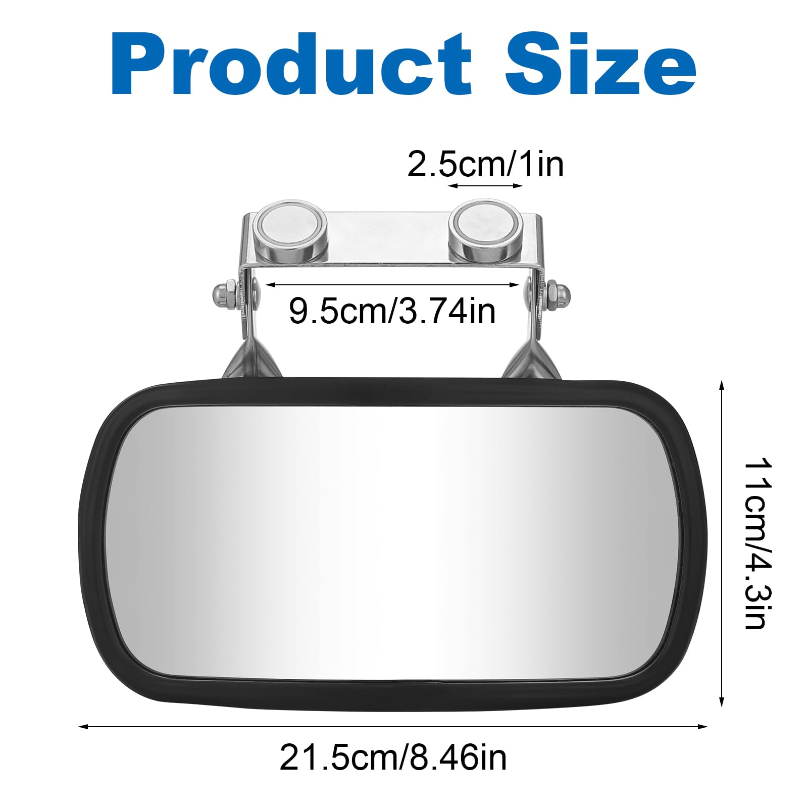Omgro Strong Magnetic Tractor Side Mirror - 0.98in, Black - Compatible with Kubota, Mahindra, John Deere, Golf Carts, Forklifts