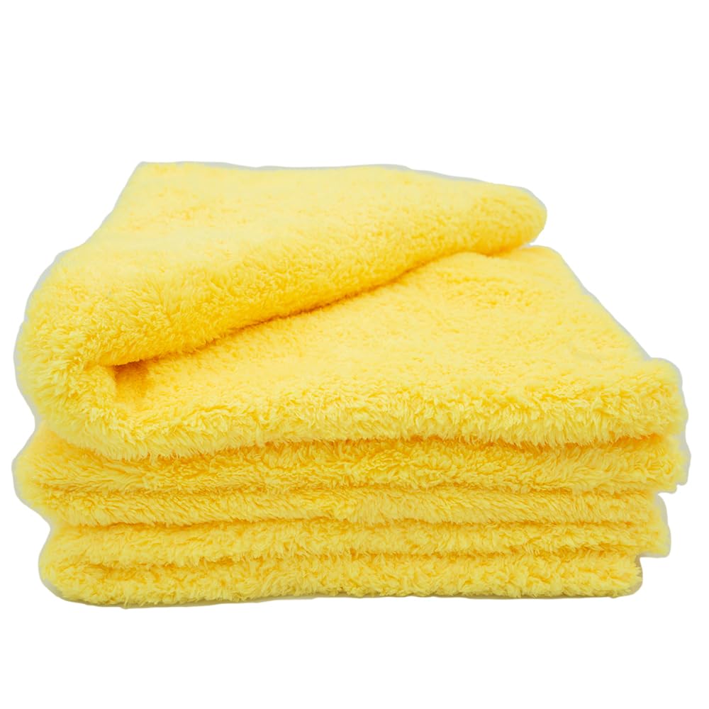 KUNDAN STORE Microfiber Cleaning Cloth 4040cm (Yellow)  Ultra Absorbent, Thick & StreakFree Car & Bike Washing Towel | MultiPur