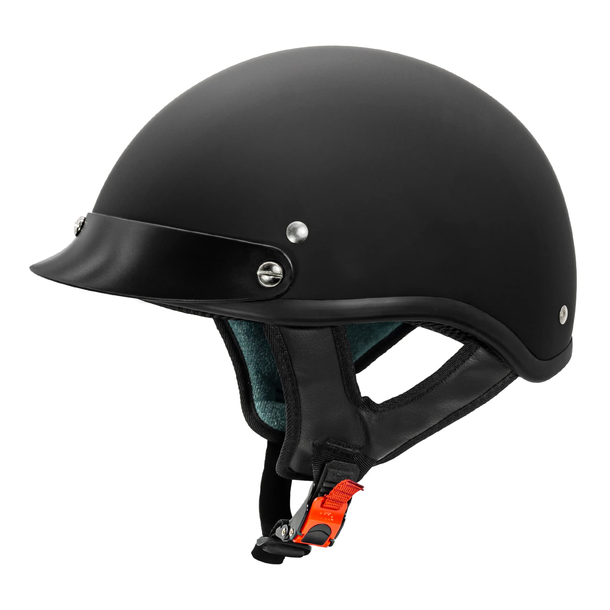 Vcan Cruiser Solid Flat Black Half Face Motorcycle Helmet (Xx-Large)