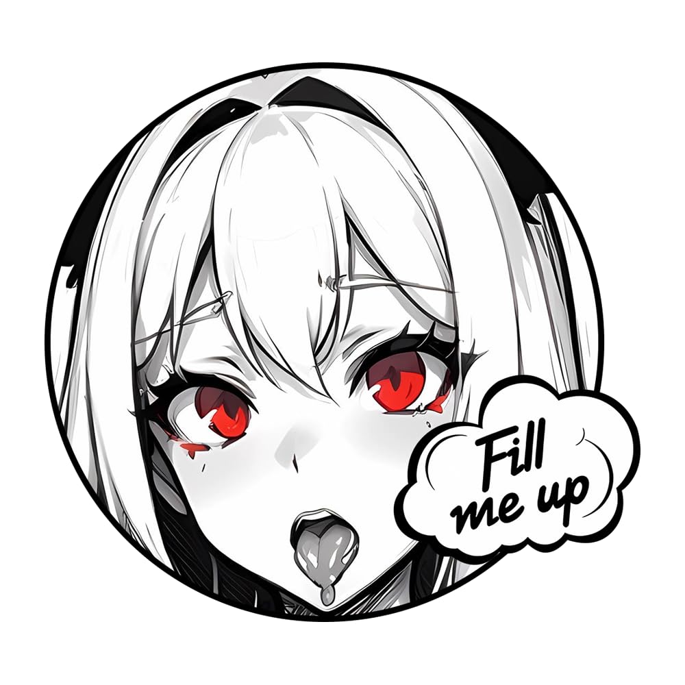 NXYRLGS 5.1 Beautiful Anime Gothic Girl Fill Me Up Creative Anime Car Decals Helmet Wall Luggage Fridge Bumper Stickers (A)