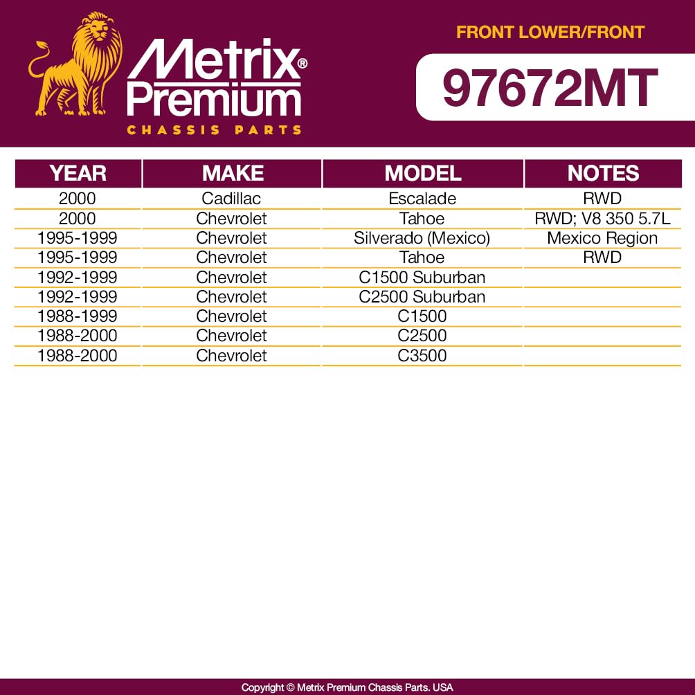 Metrix Premium Chassis Parts - 4 Pc Front Lower Control Arm & Front Sway Bar Stabilizer End Link Kit Fits 00 Cadillac Escalade,