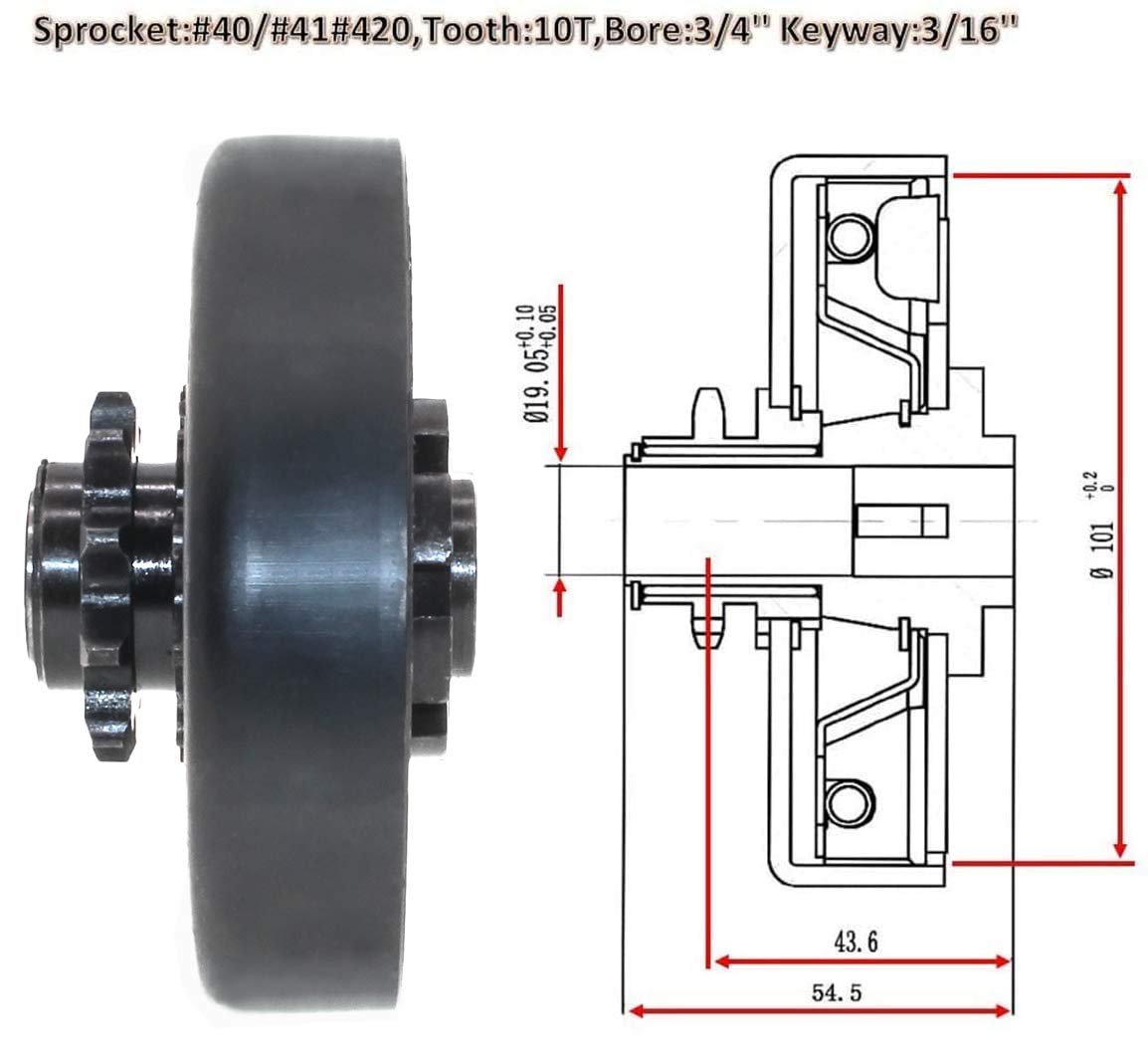 Centrifugal clutch Go kart clutch Predator 212 clutch 3/4'' Bore 10 tooth with bolt Compatible Predator 212cc 196CC & GX160 GC16