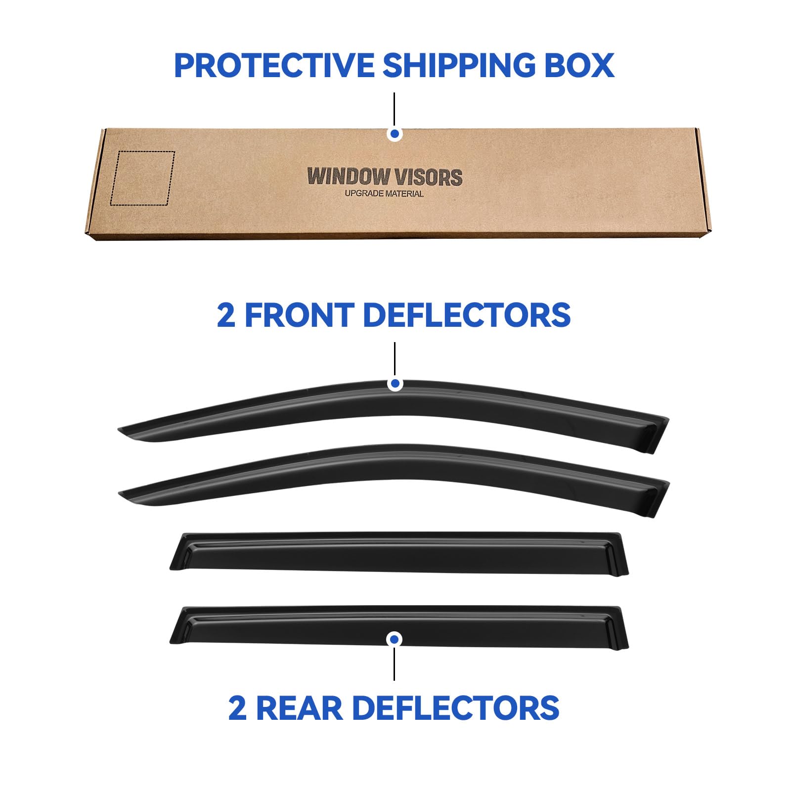 Window Visors Rain Guards for 2014-2023 Jeep Cherokee, Out-Channel Window Vent Wind Deflectors Visors Shades for 14-23 Cherokee