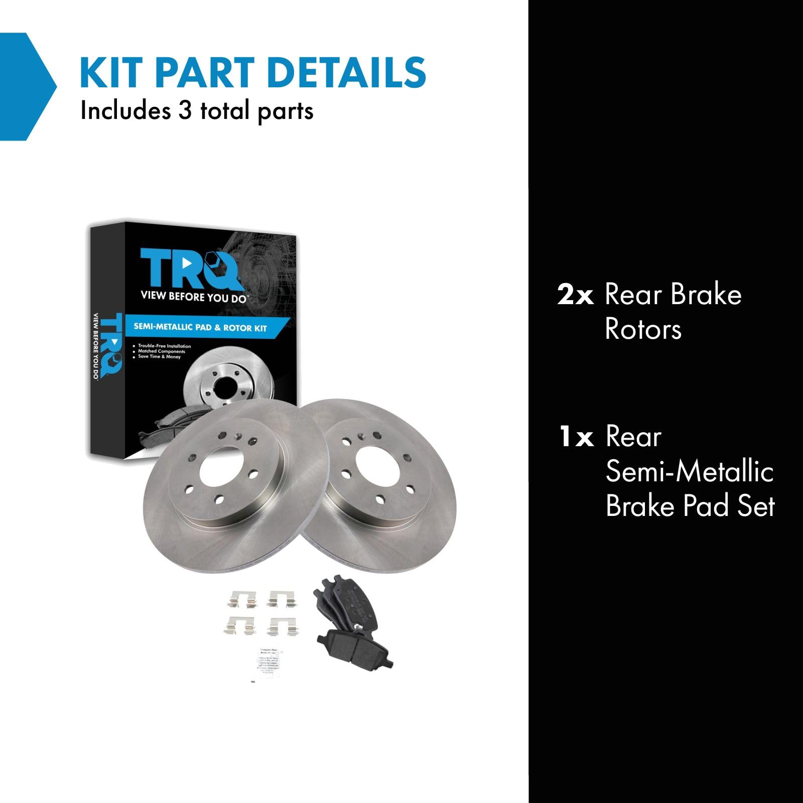 Trq Rear Brake Pad & Rotor Kit Brake Pads Brake Rotor Semi-Metallic Compatible With 2006-2007 Buick Terraza 2006-2008 Chevrolet