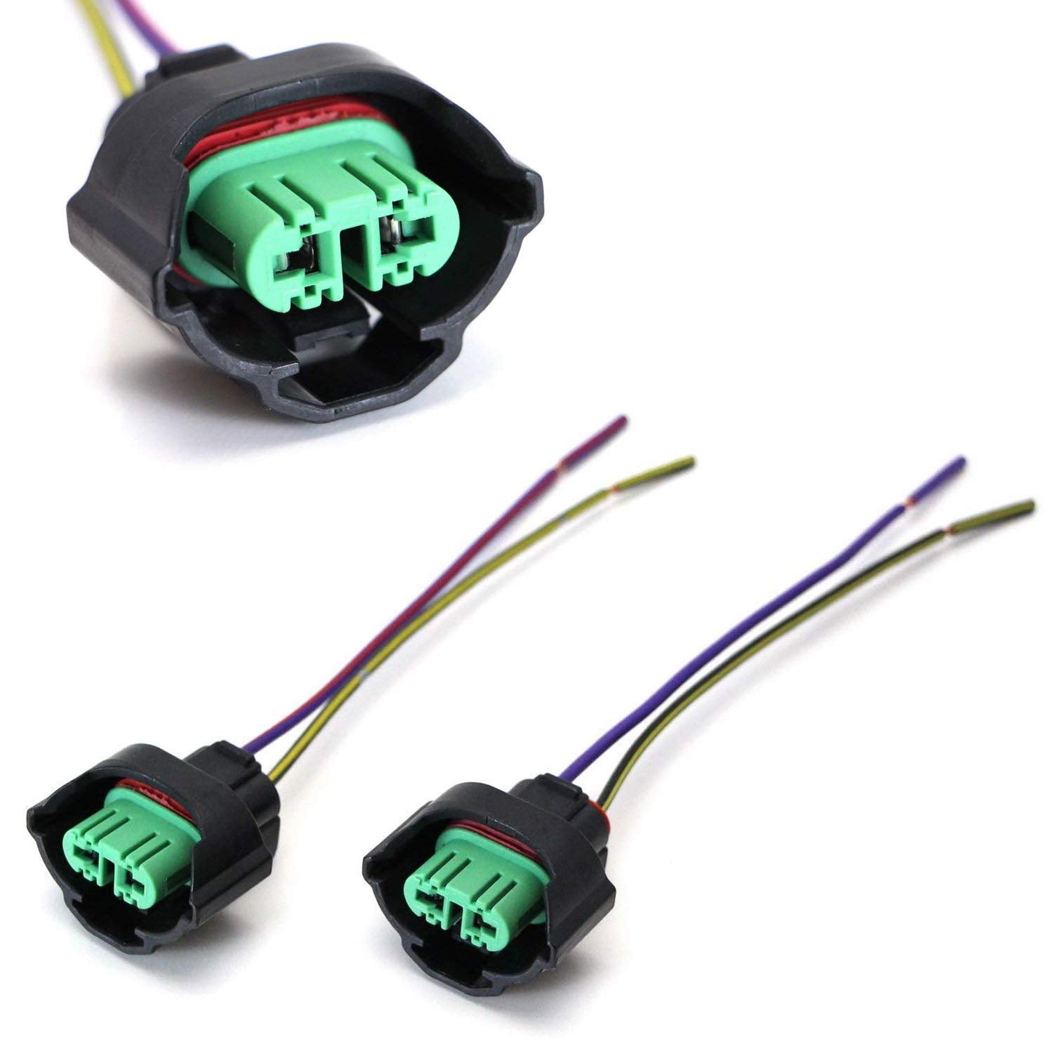 Ijdmtoy (2) Oem H11 H8 Female Adapters Wiring Harness Sockets W/ 4-Inch Wire Pigtails Compatible With Headlights Or Fog Lights U