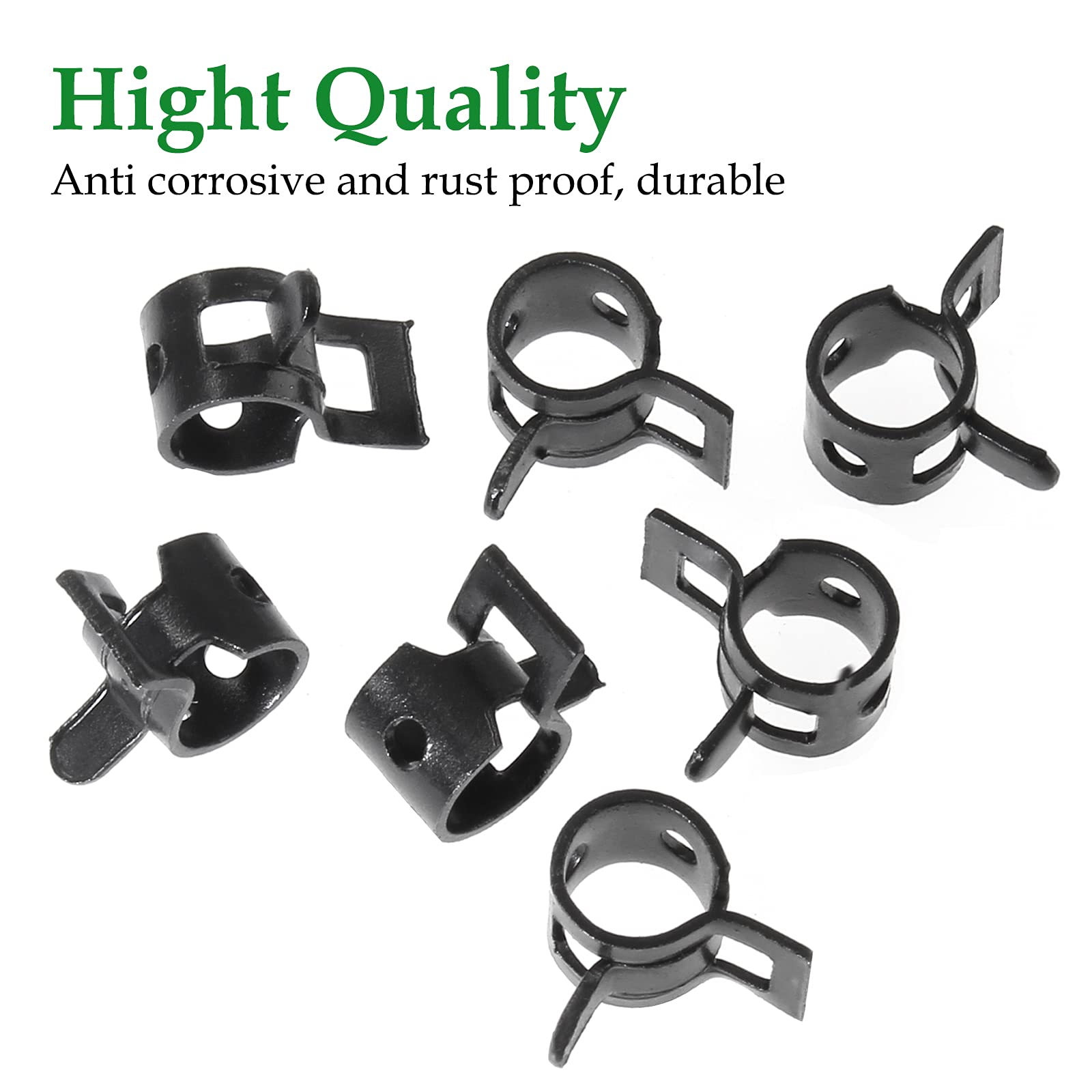 Rierdge 40 Pcs 1/4 Id Spring Band Type Clamps, 6Mm Fuel Hose Clamps Fasteners, Black Spring Hose Clip For Fuel Hose Line Water P