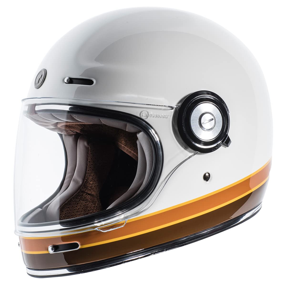 Torc T1 Unisex-Adult Retro Full-Face Style Motorcycle Helmet (Iso Bars Gloss White, X-Large)